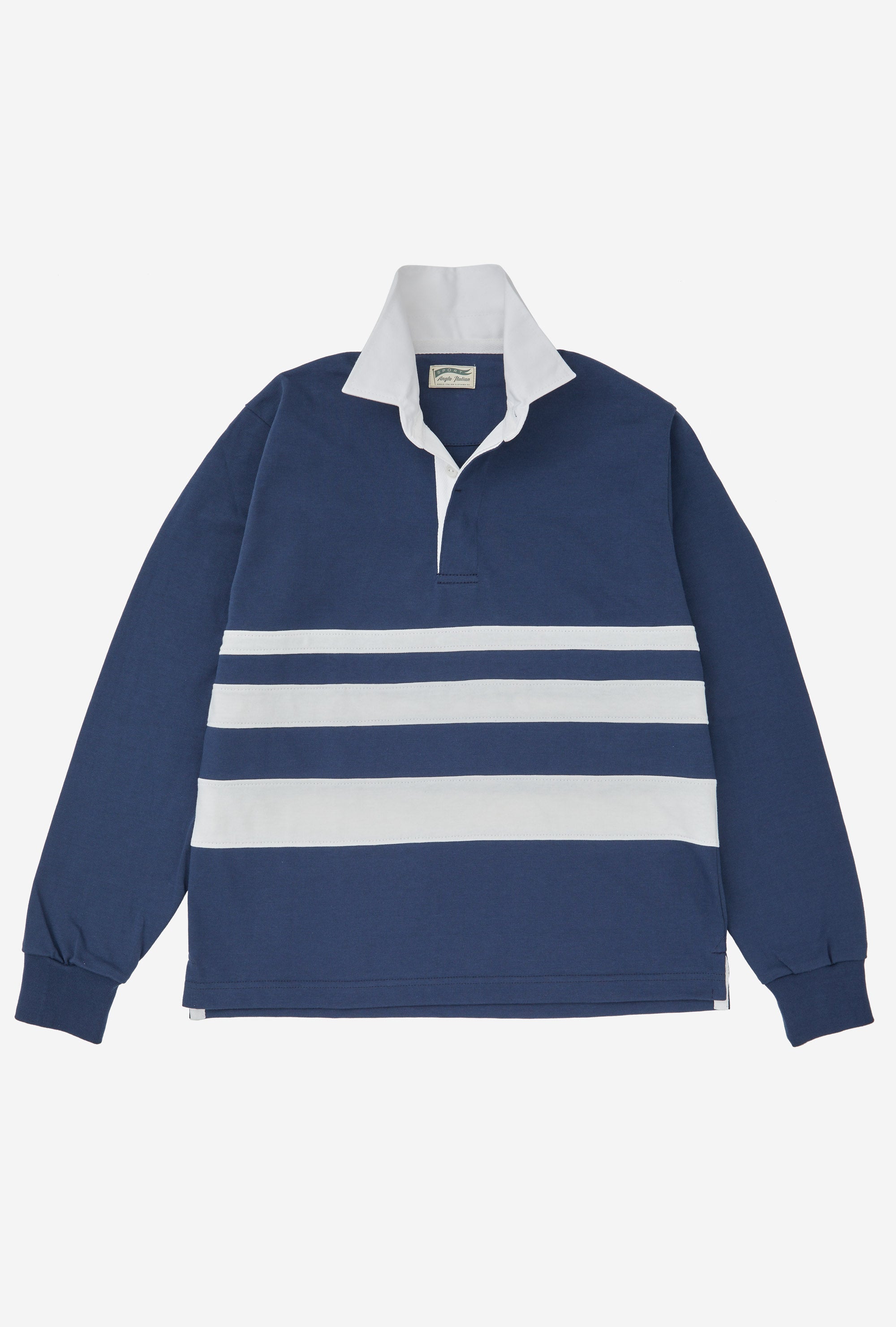 Rugby Shirt Cotton Blue White Stripe