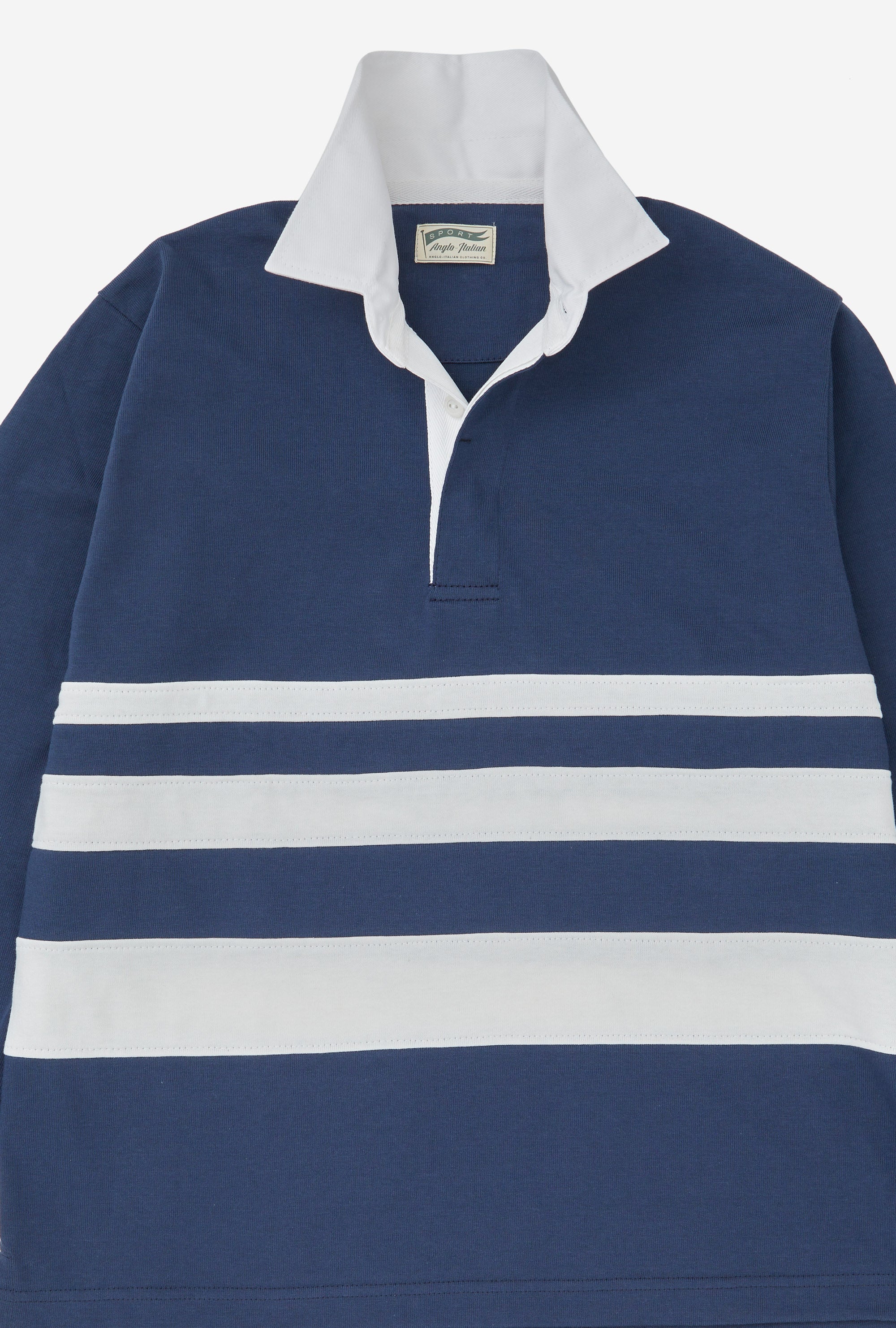 Rugby Shirt Cotton Blue White Stripe