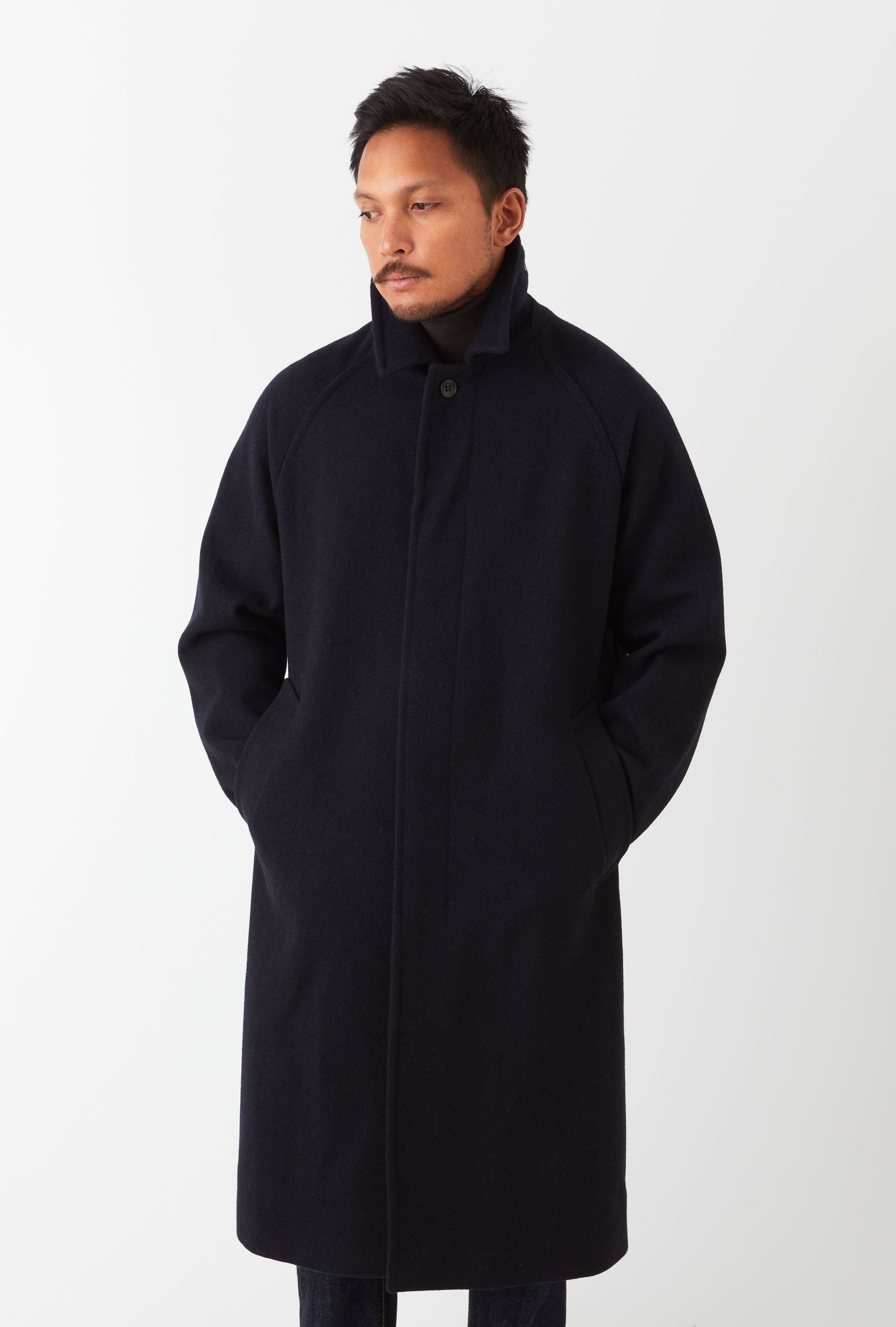 Anglo Italian ウールマーチンゲールコート Double Breasted Martingala Coat Navy