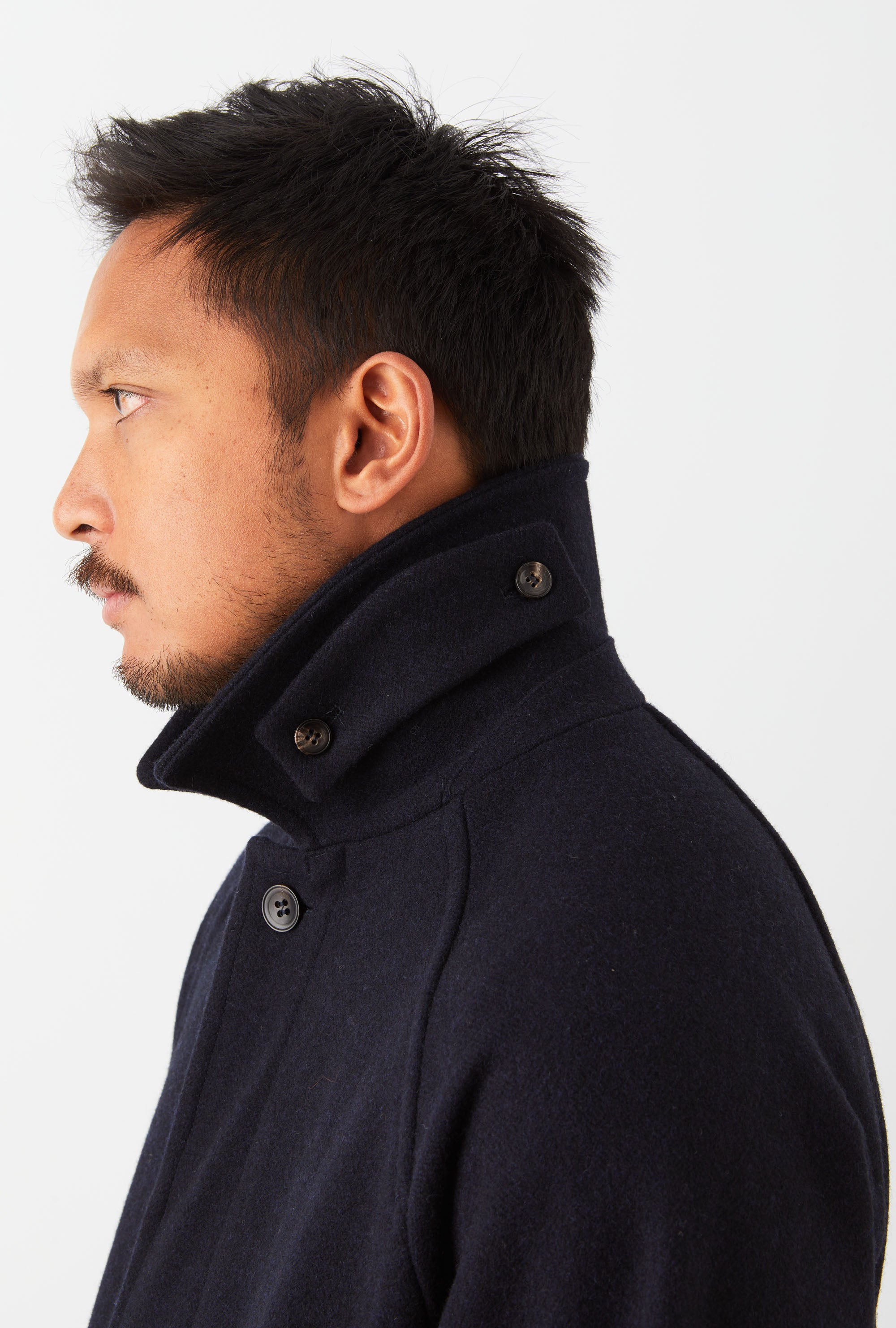 Raglan Sleeve Overcoat Wool Navy