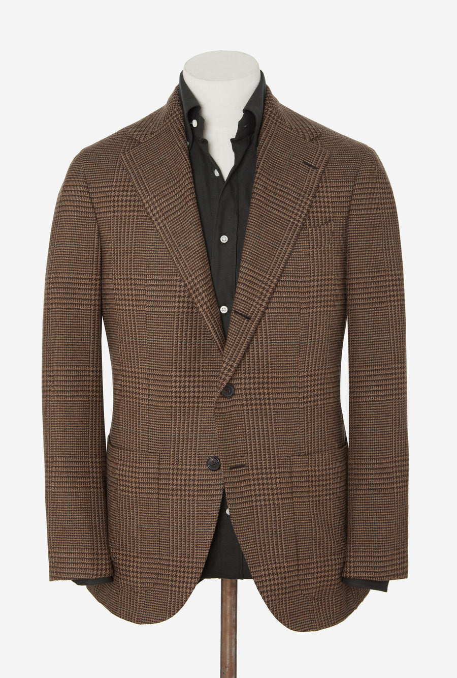 Sport Jacket Wool Brown Glen Plaid Green Overcheck