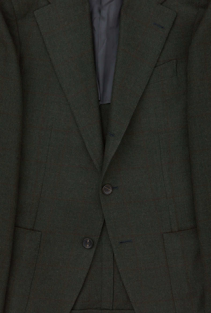 Sport Jacket Wool-Cashmere Forest Twill Red Overcheck
