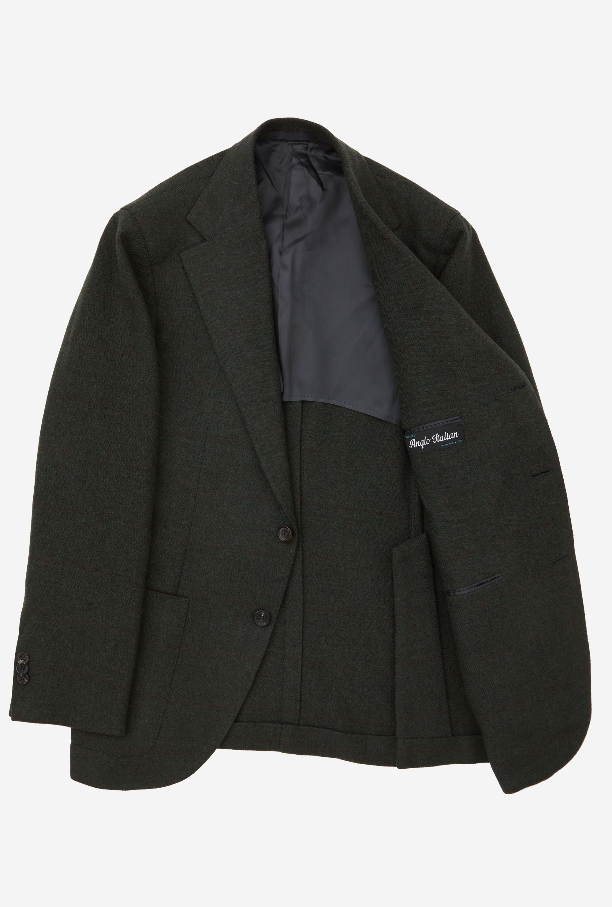 Sport Jacket Wool-Cashmere Forest Twill Red Overcheck