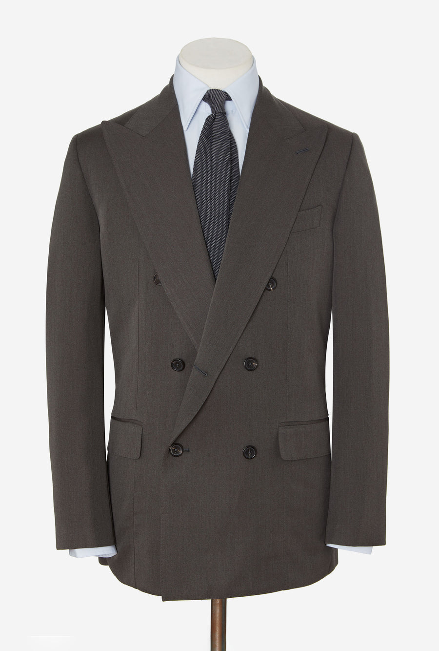 Suit Double Breasted Olive Wool Gabardine