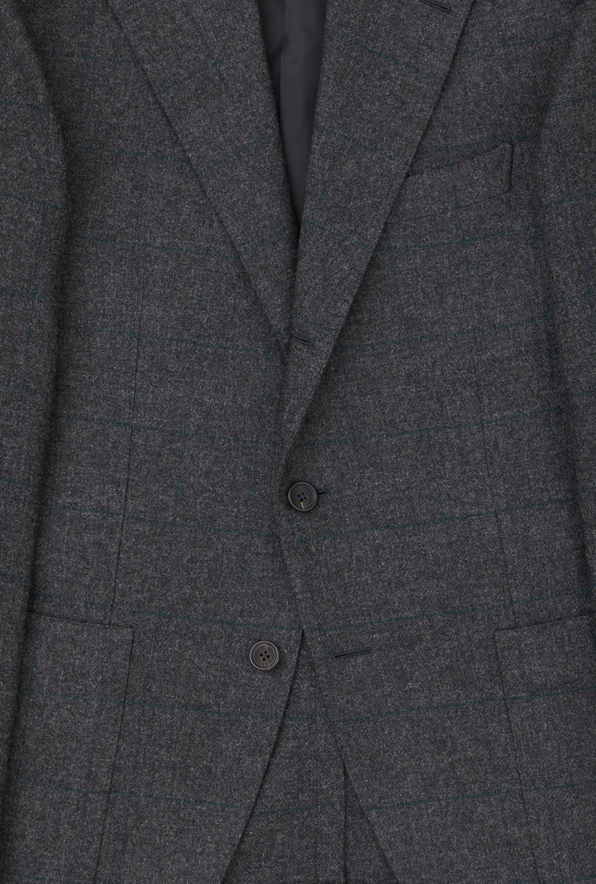 Sport Jacket Wool Grey Melange Emerald Windowpane