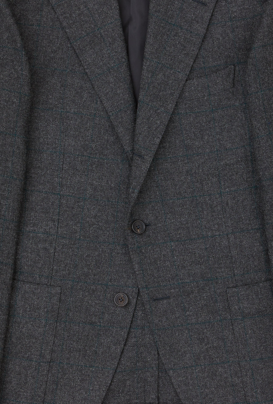 Sport Jacket Wool Grey Melange Emerald Windowpane