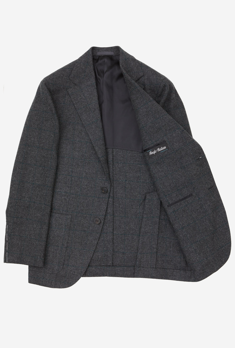 Sport Jacket Wool Grey Melange Emerald Windowpane