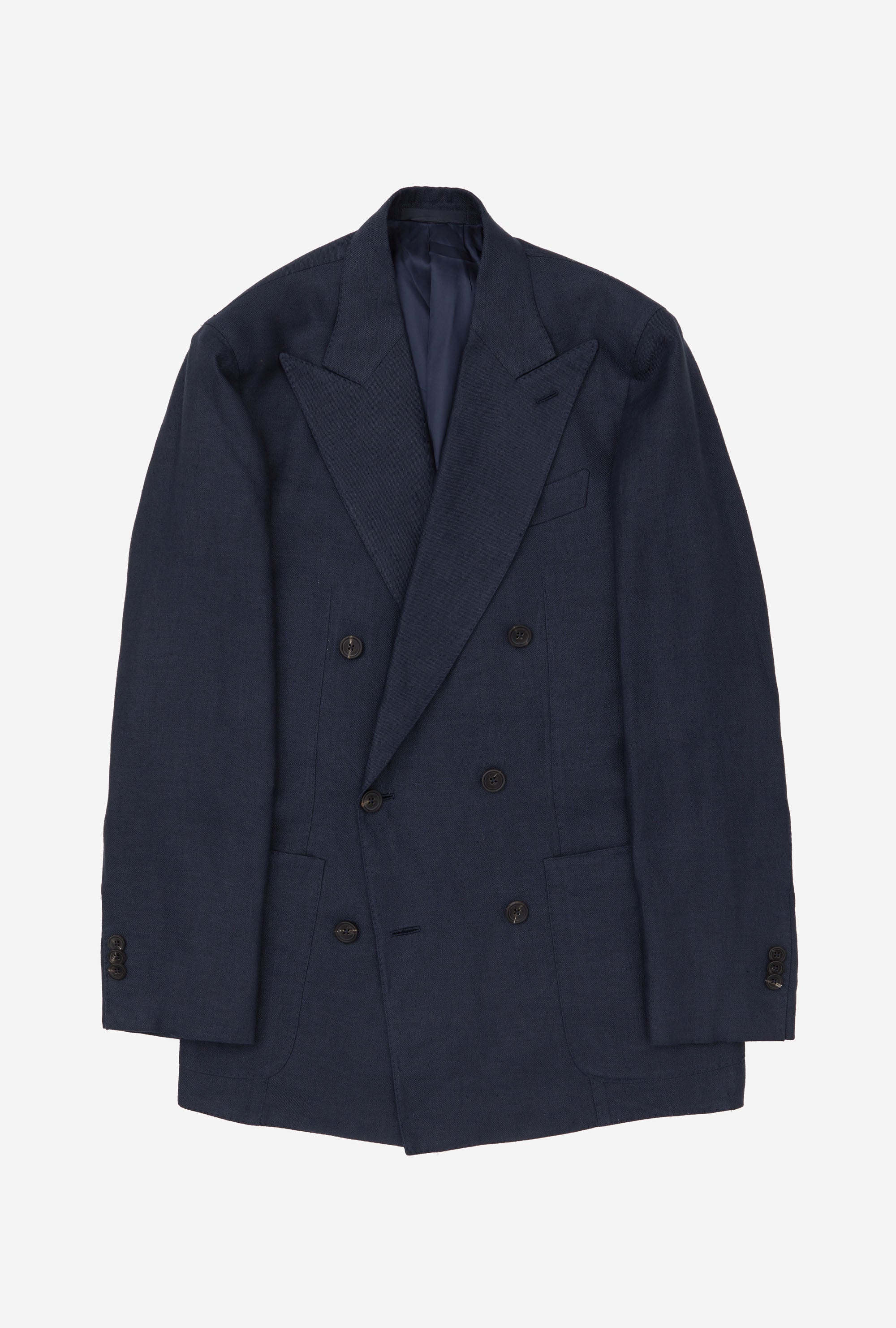 Sport Jacket Double Breasted Hemp Linen Twill Navy