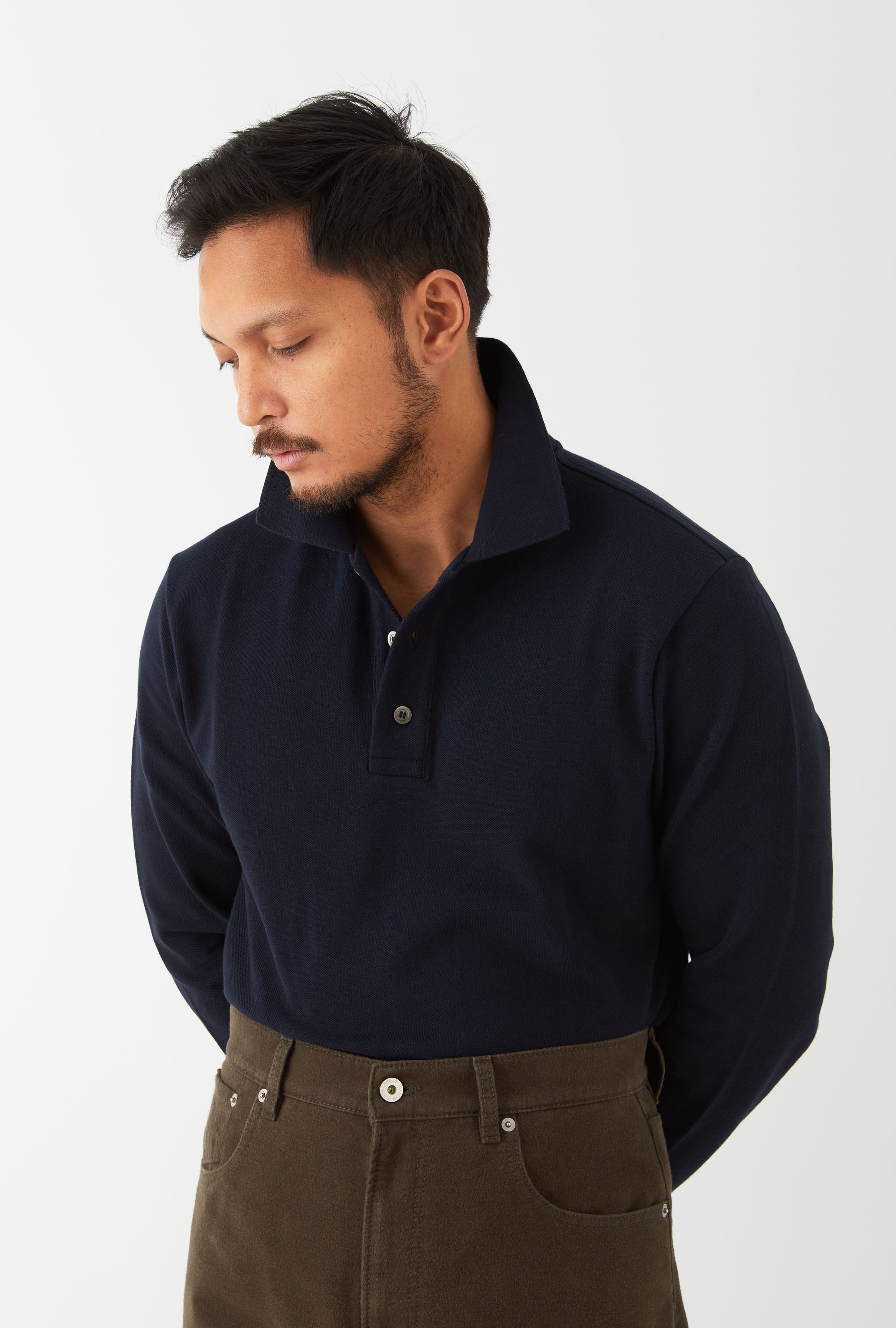 Polo Shirt Long Sleeve Navy
