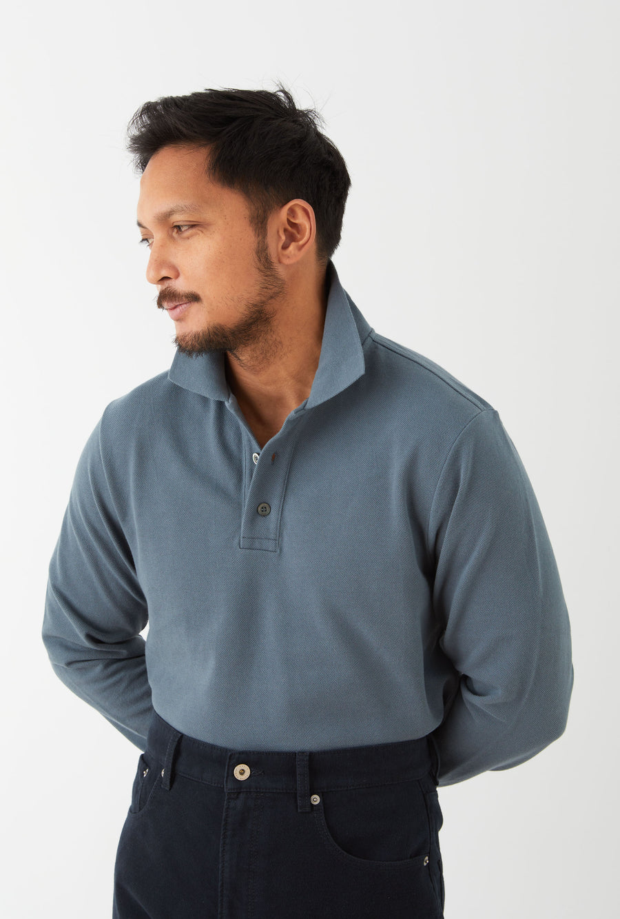 Polo Shirt Long Sleeve Sky