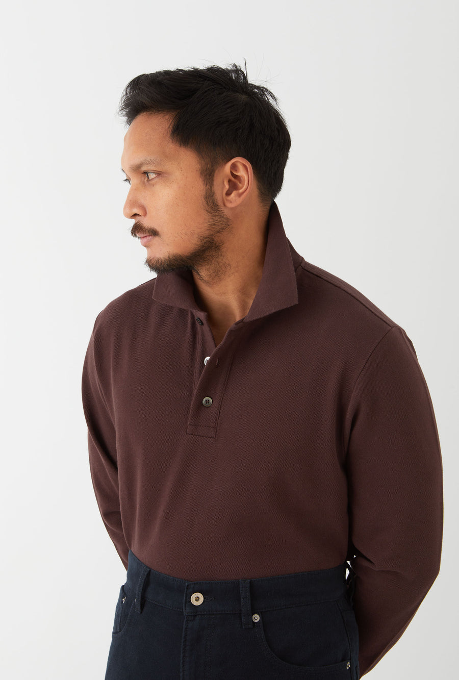 Polo Shirt Long Sleeve Wine