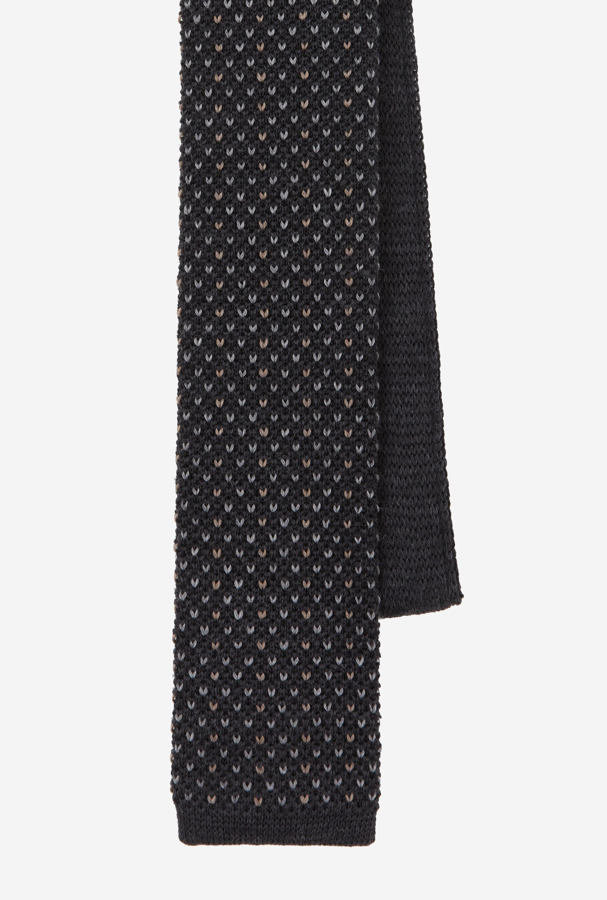 Knit Tie Wool Charcoal Grey Taupe Fleck