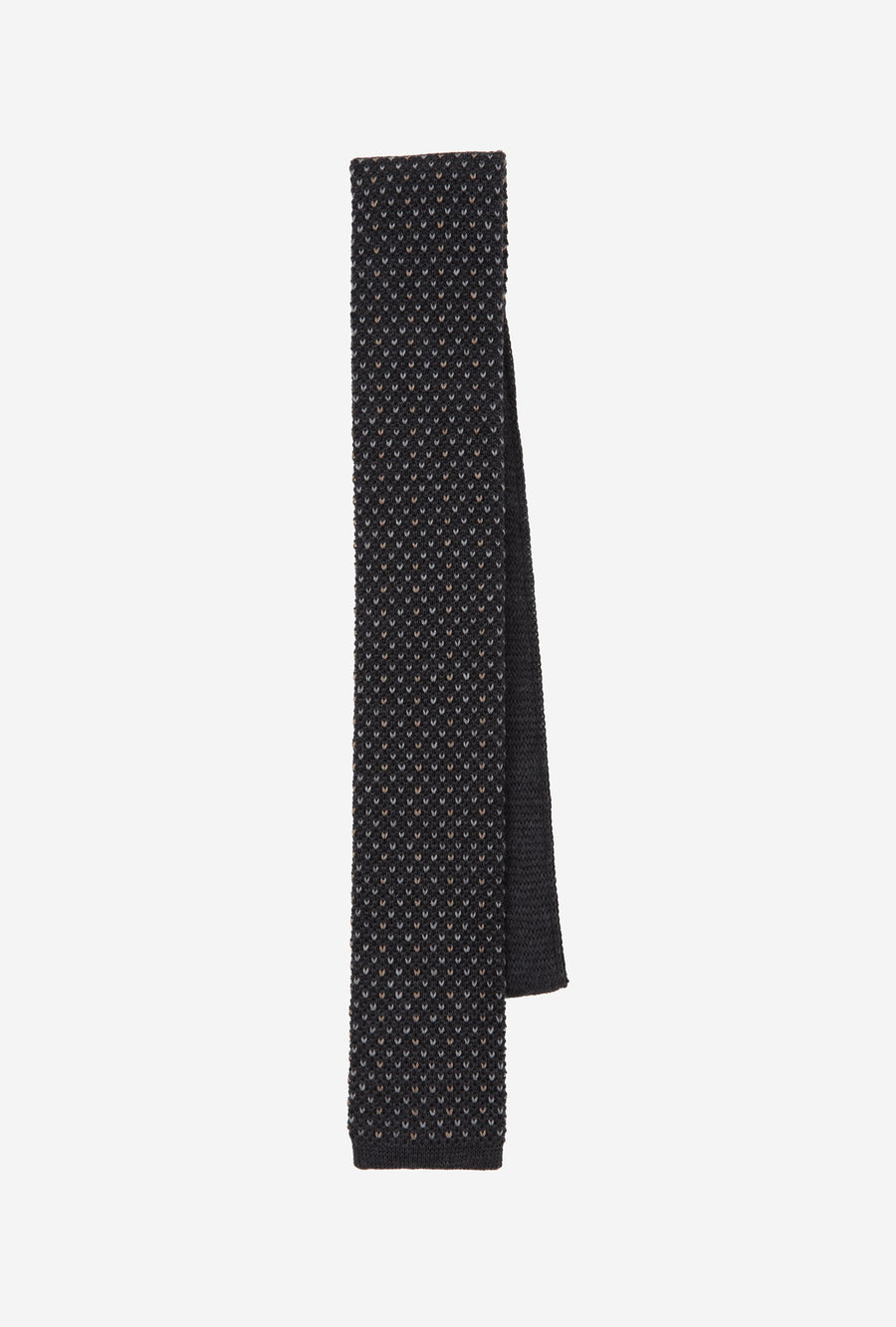 Knit Tie Wool Charcoal Grey Taupe Fleck
