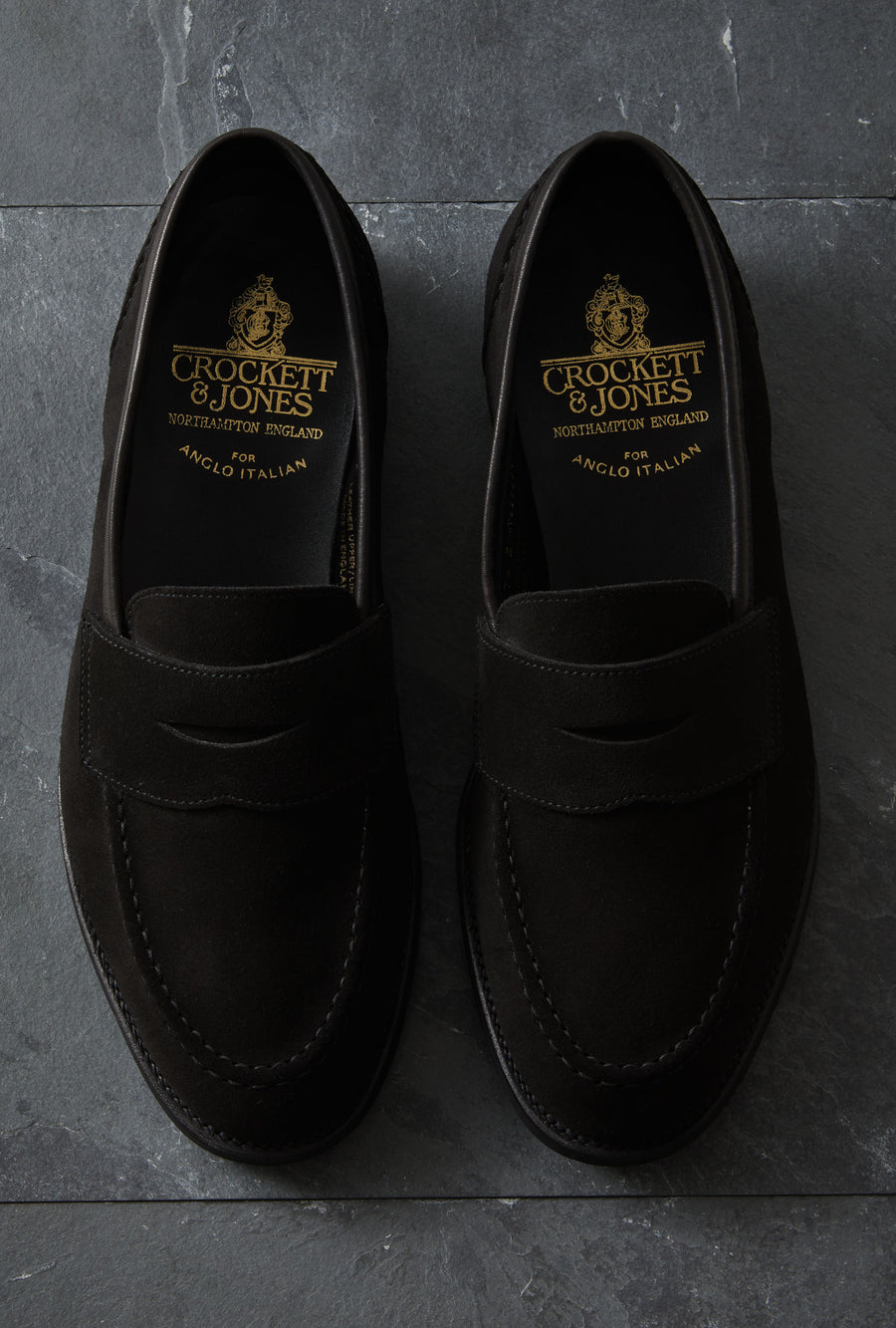 Crockett & Jones Unley Loafer Black Suede City Sole