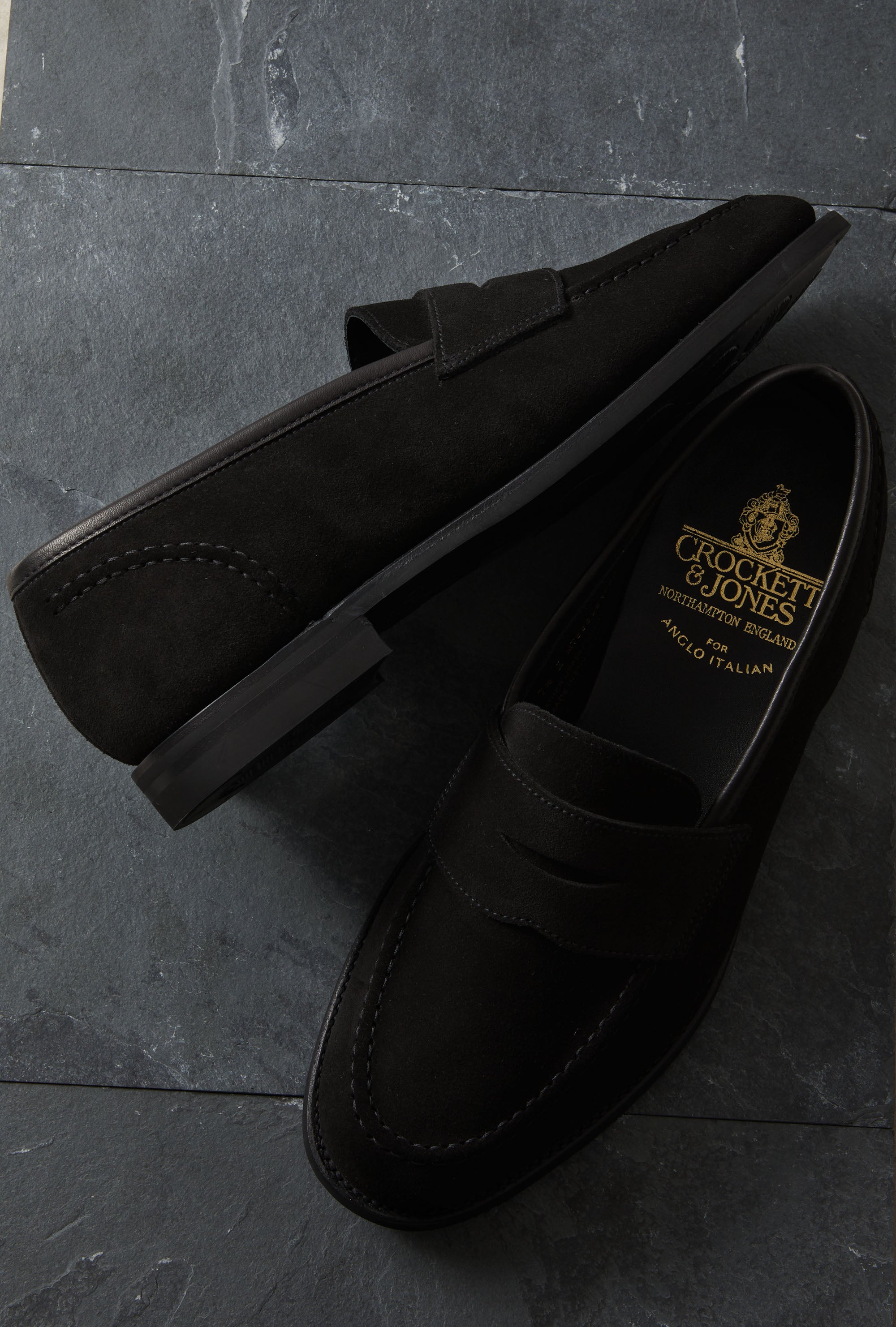 Crockett & Jones Unley Loafer Black Suede City Sole