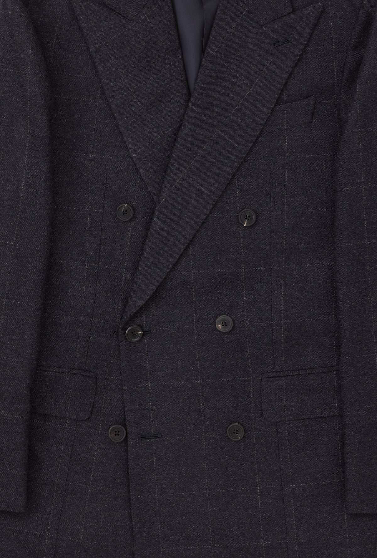 Suit Double Breasted Navy Flannel Grey Windowpane
