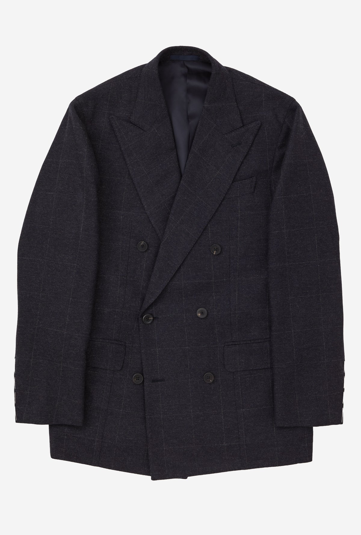 Suit Double Breasted Navy Flannel Grey Windowpane