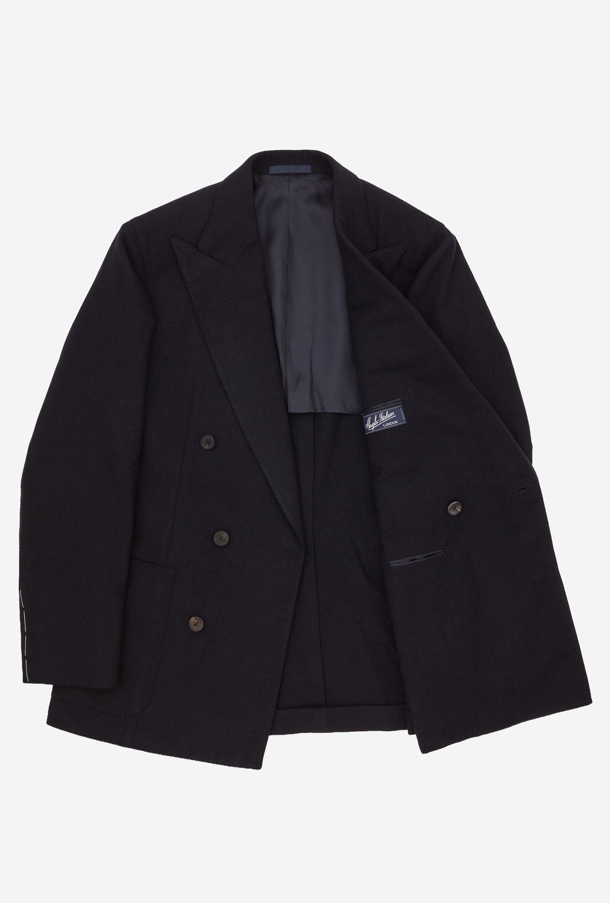 Sport Jacket Double Breasted Navy Wool Winter Hopsack