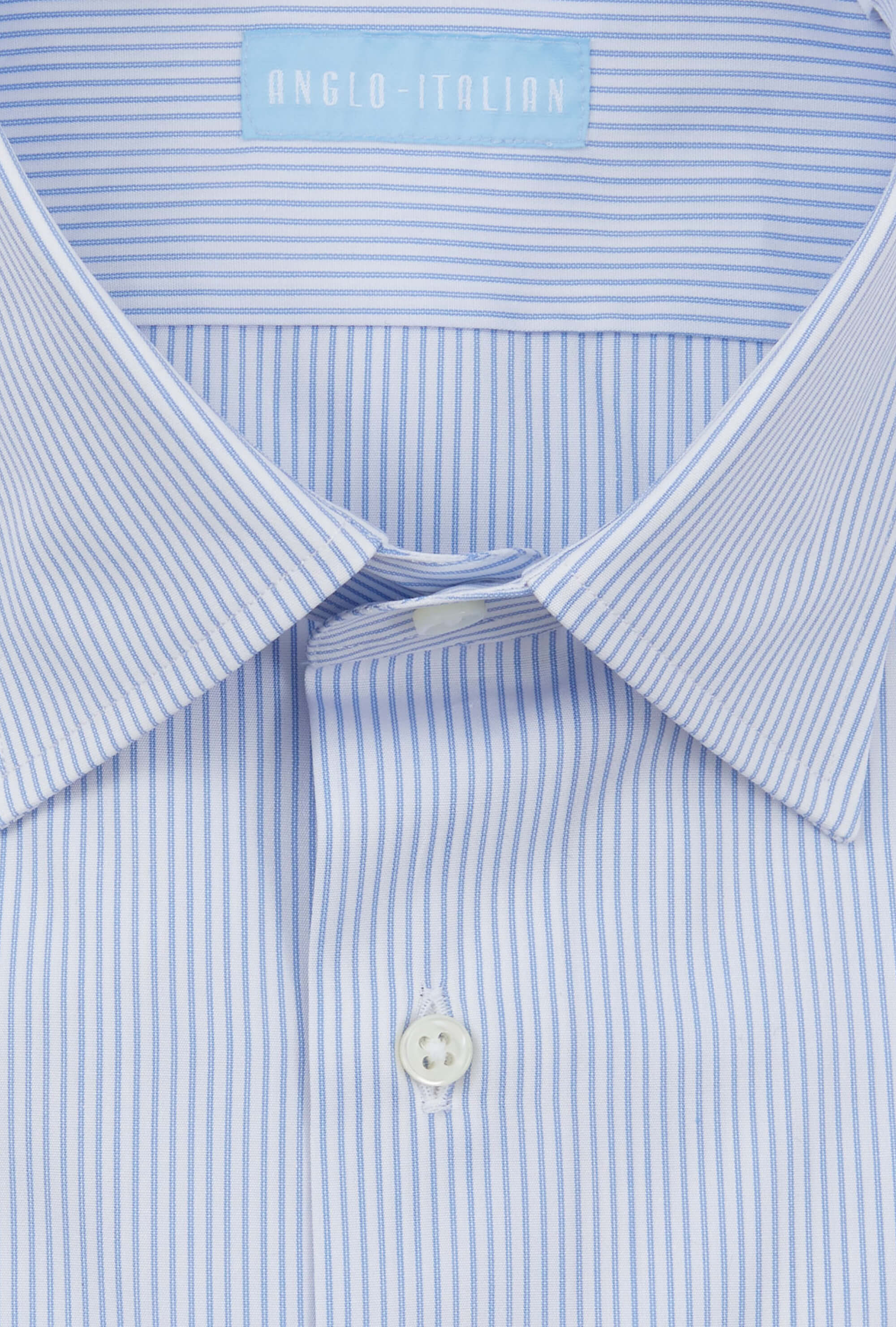 Point Collar Shirt Cotton Blue Double Stripe