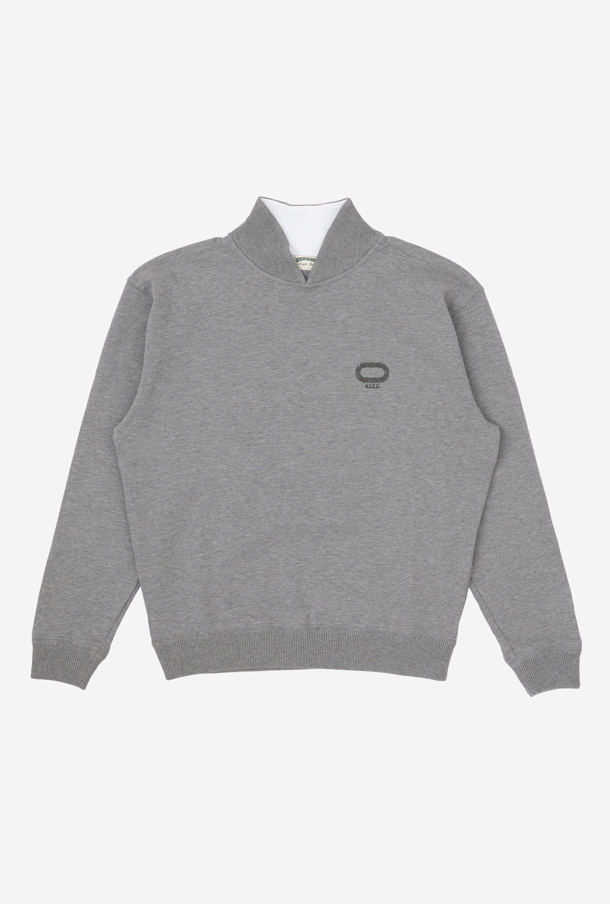 Split Neck Sweatshirt Grey Melange