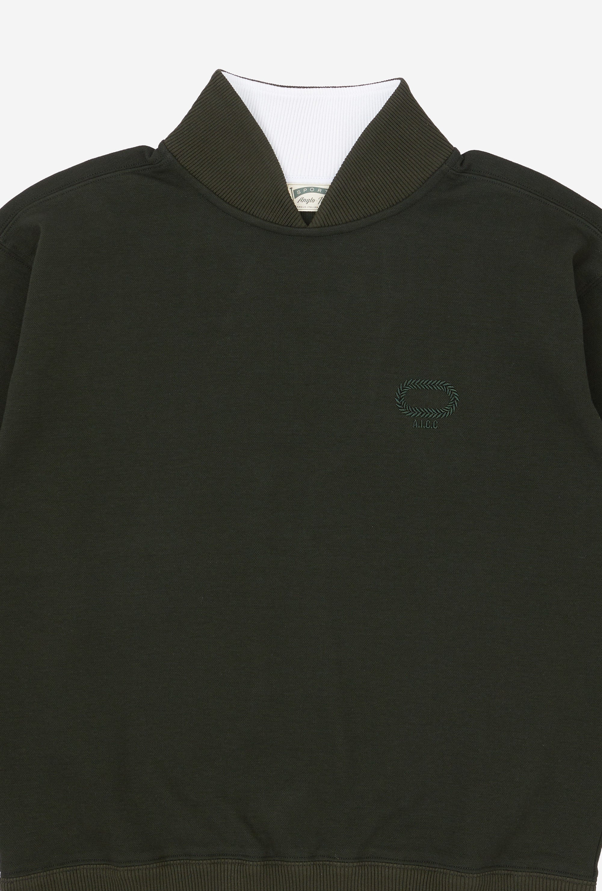 Split Neck Sweatshirt Green