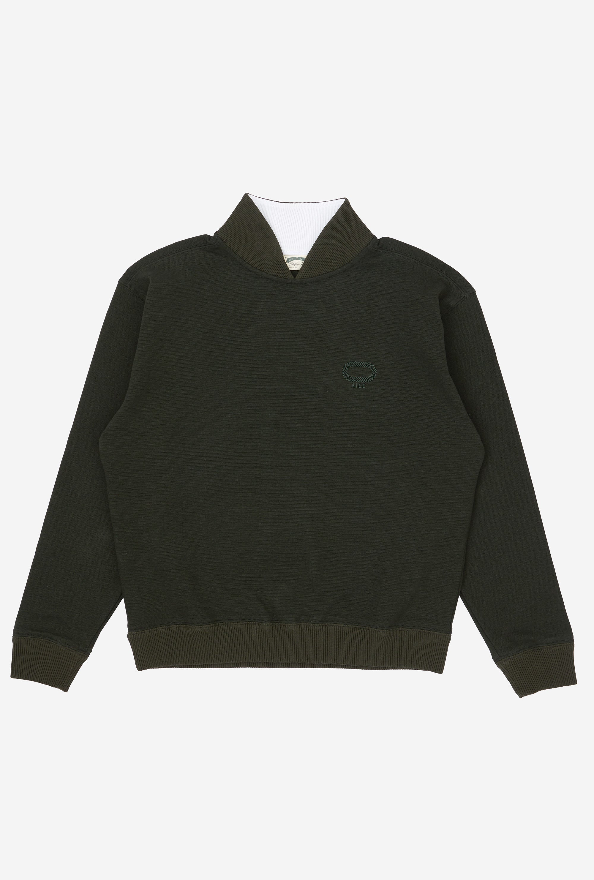 Split Neck Sweatshirt Green