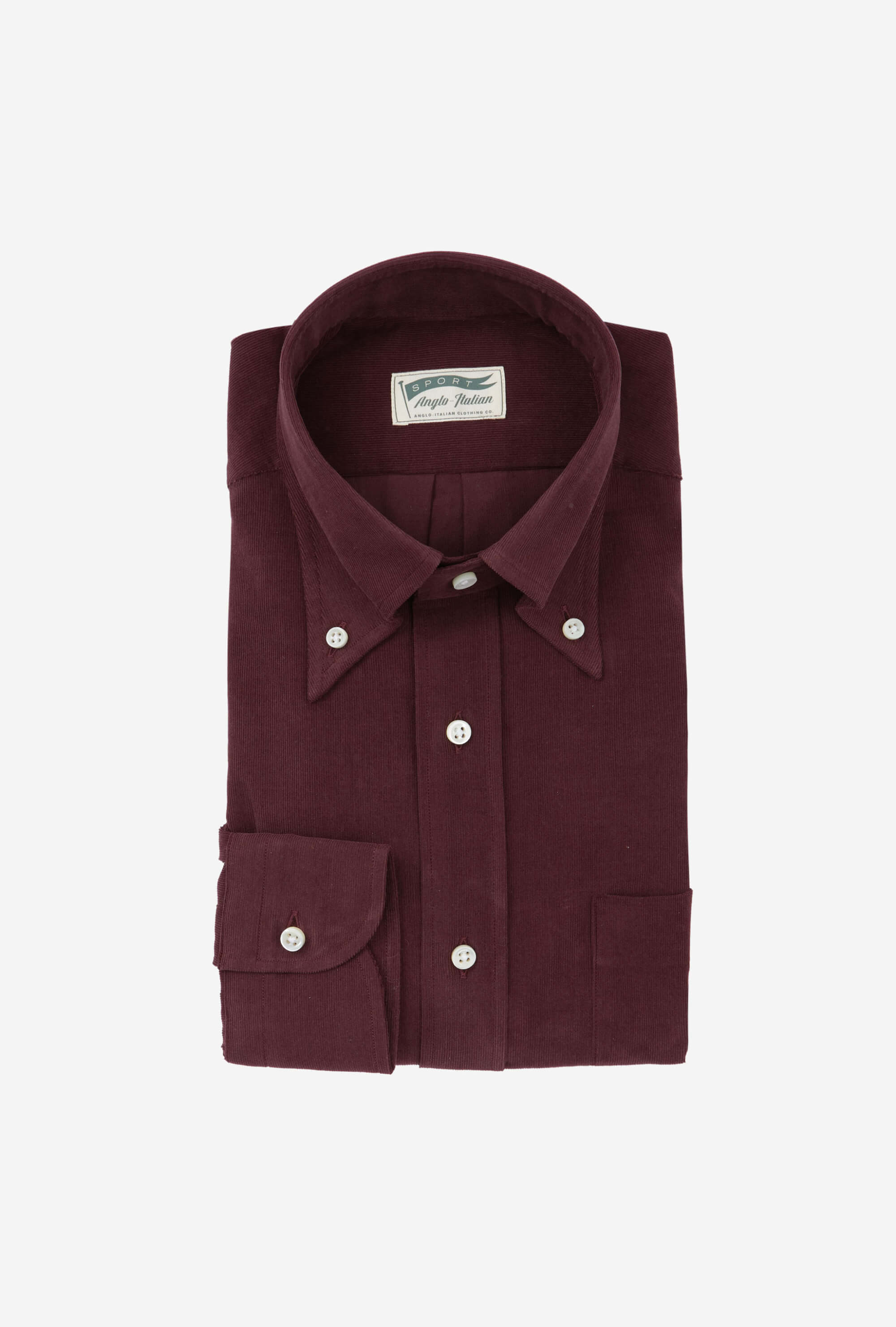 Button Down Sport Shirt Corduroy Wine