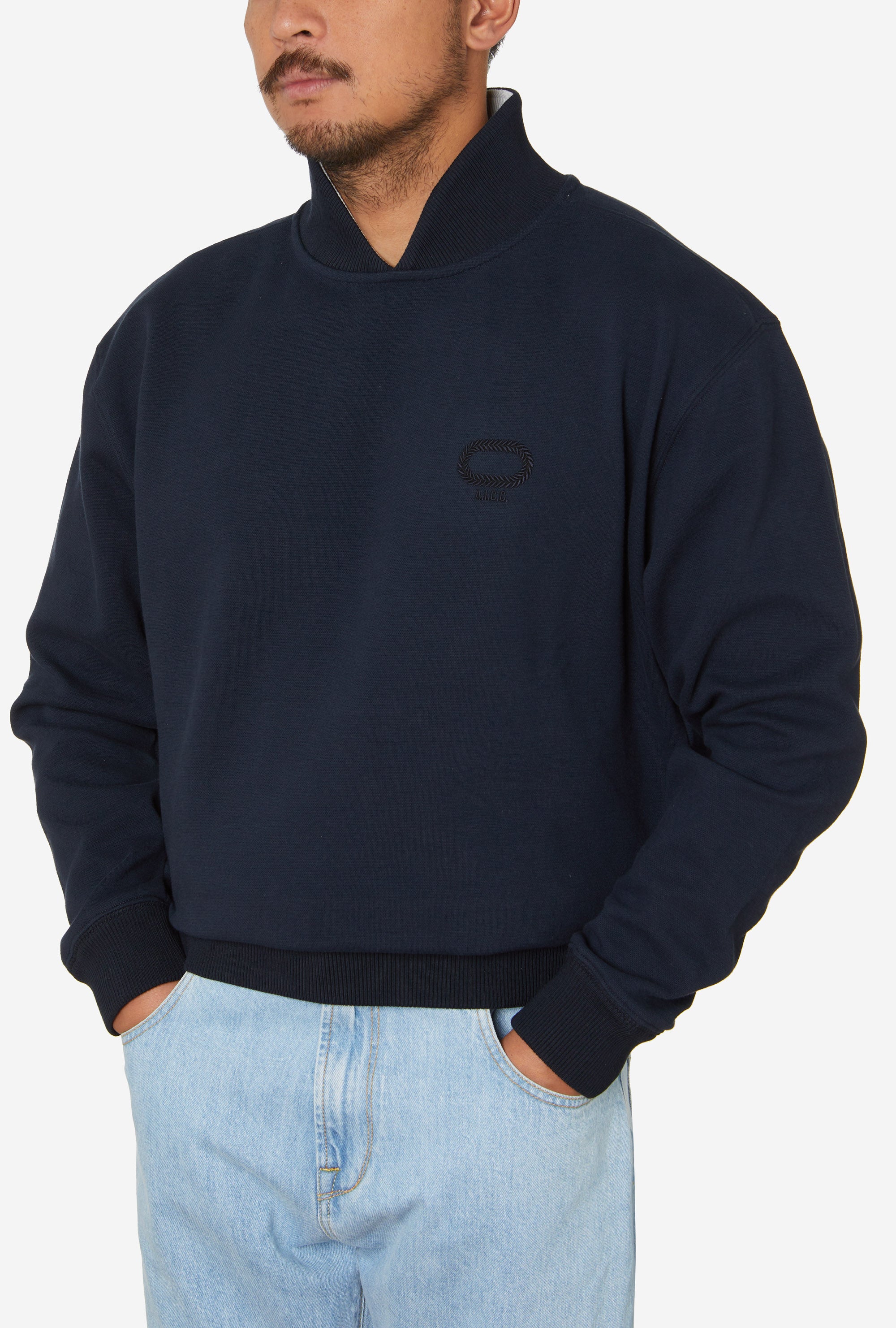 Split Neck Sweatshirt Navy