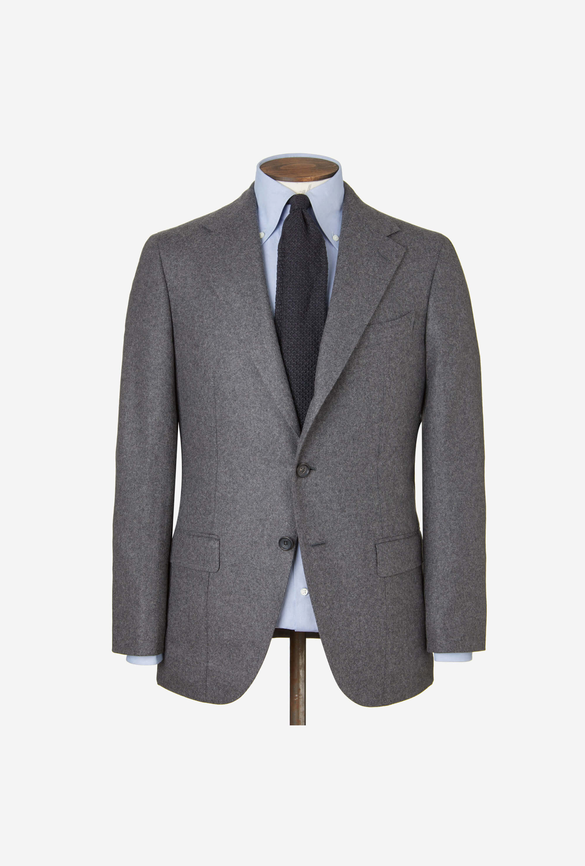 Single Breasted Suit Wool Grey Flannel