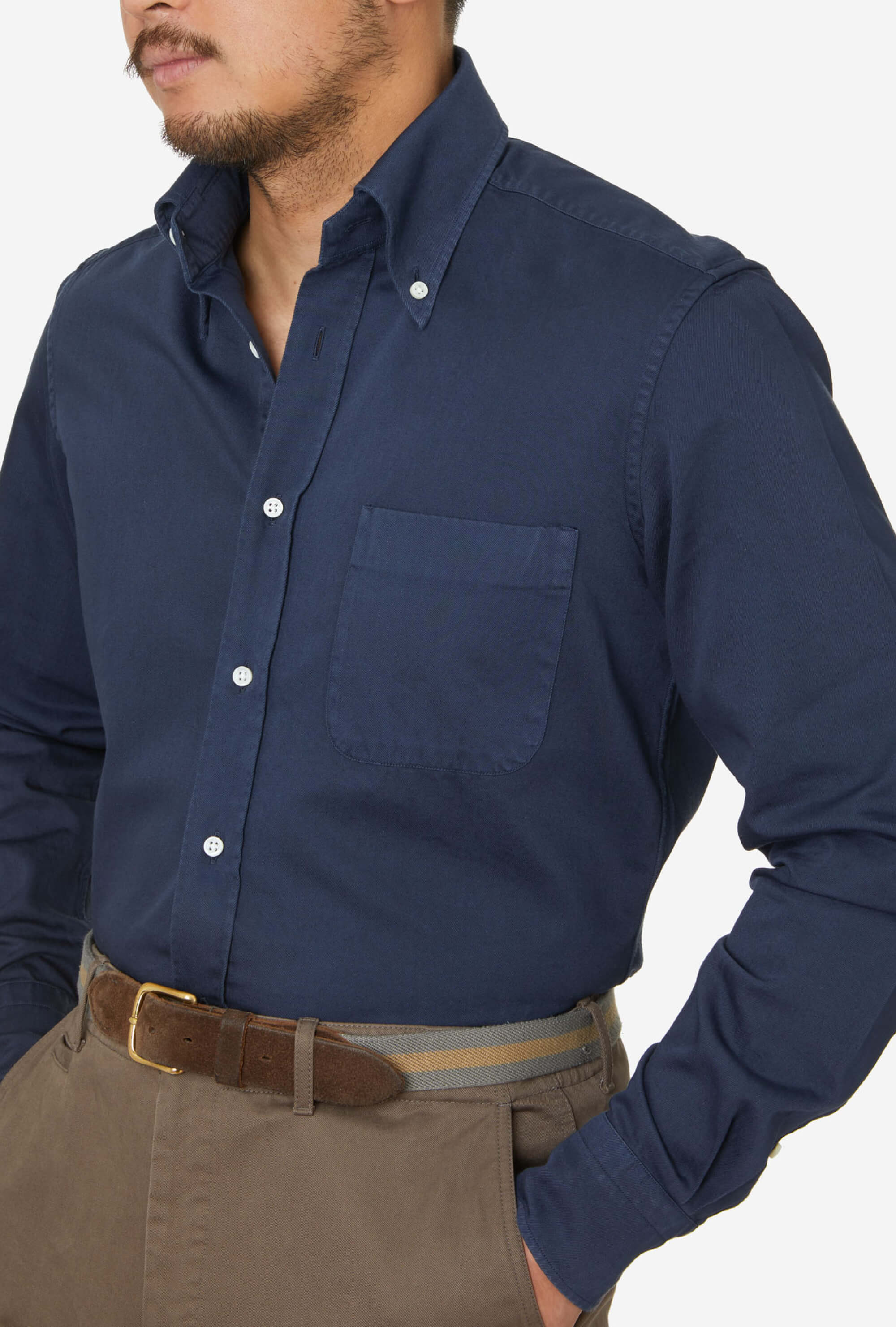 Button Down Sport Shirt Garment Dye Navy