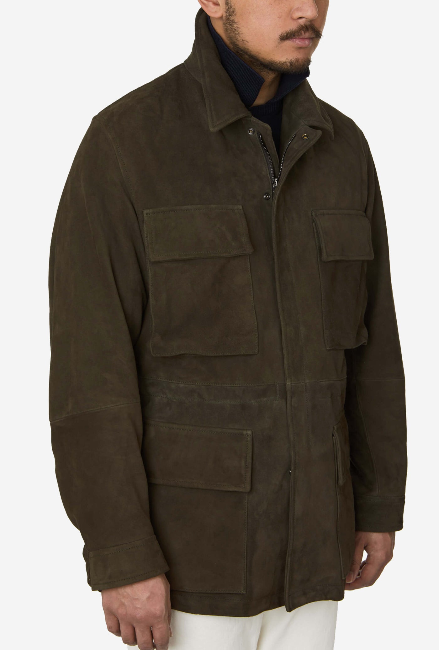 Field Jacket Olive Green Suede