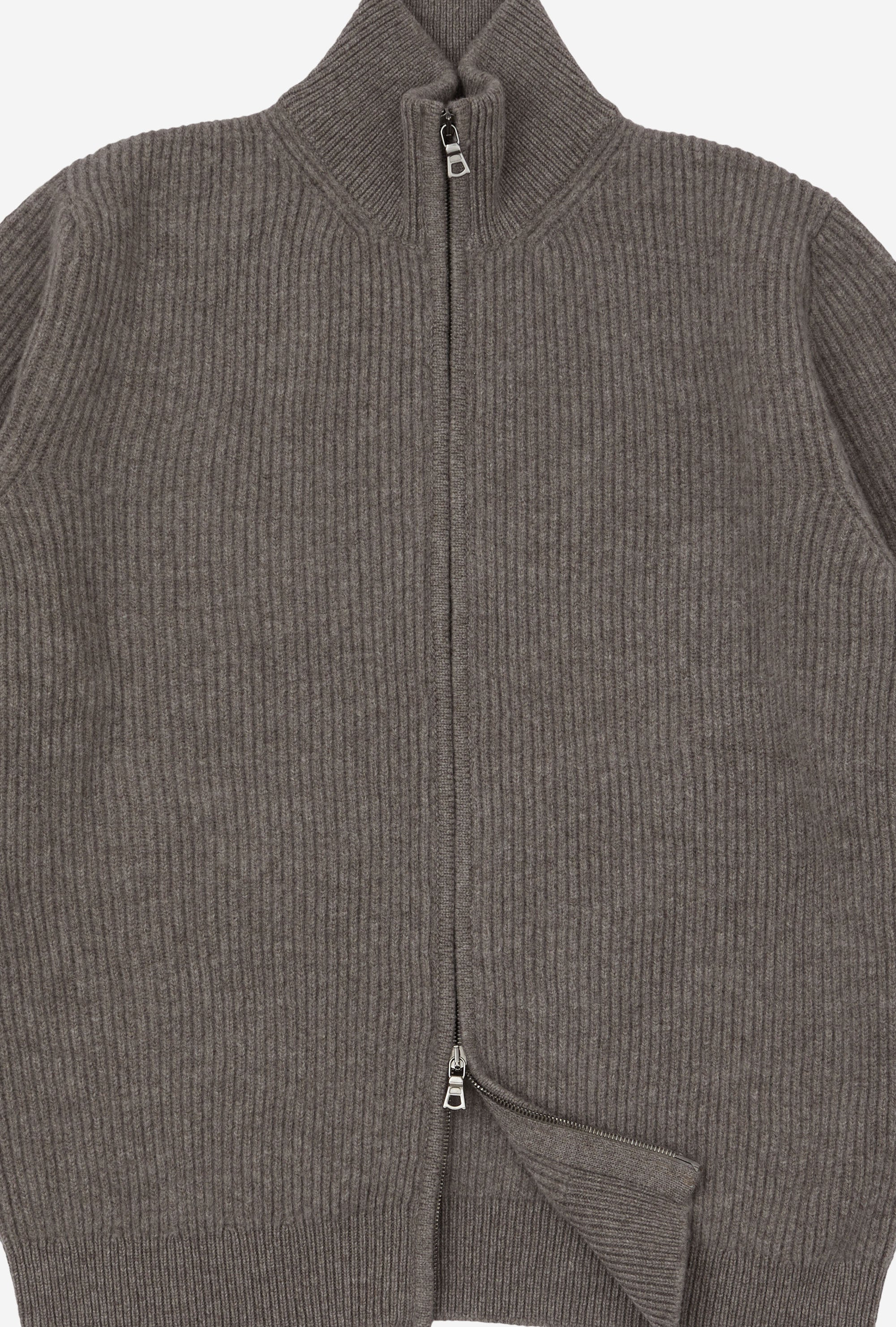 Zip-Through Cardigan Wool Taupe