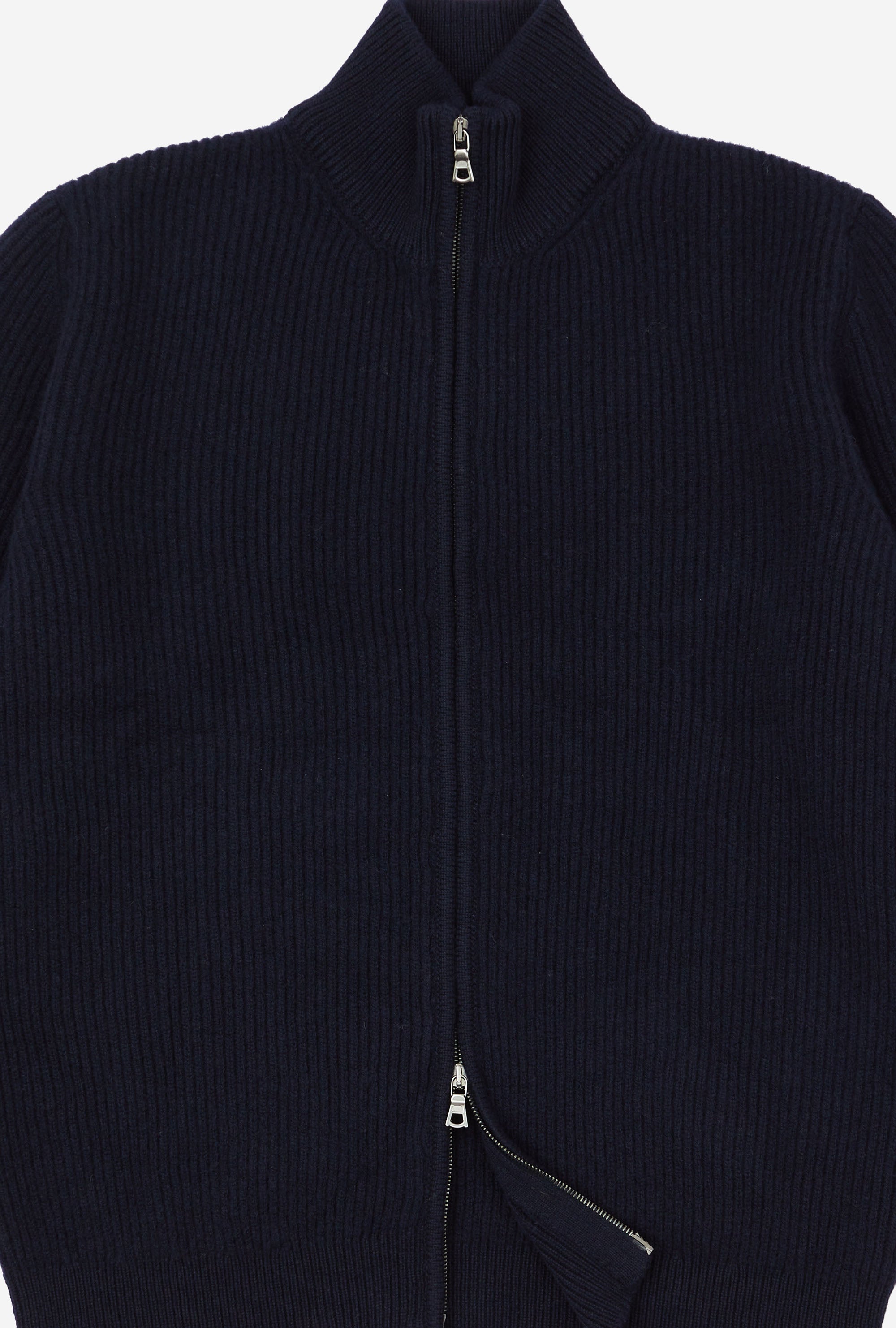 Zip-Through Cardigan Wool Navy