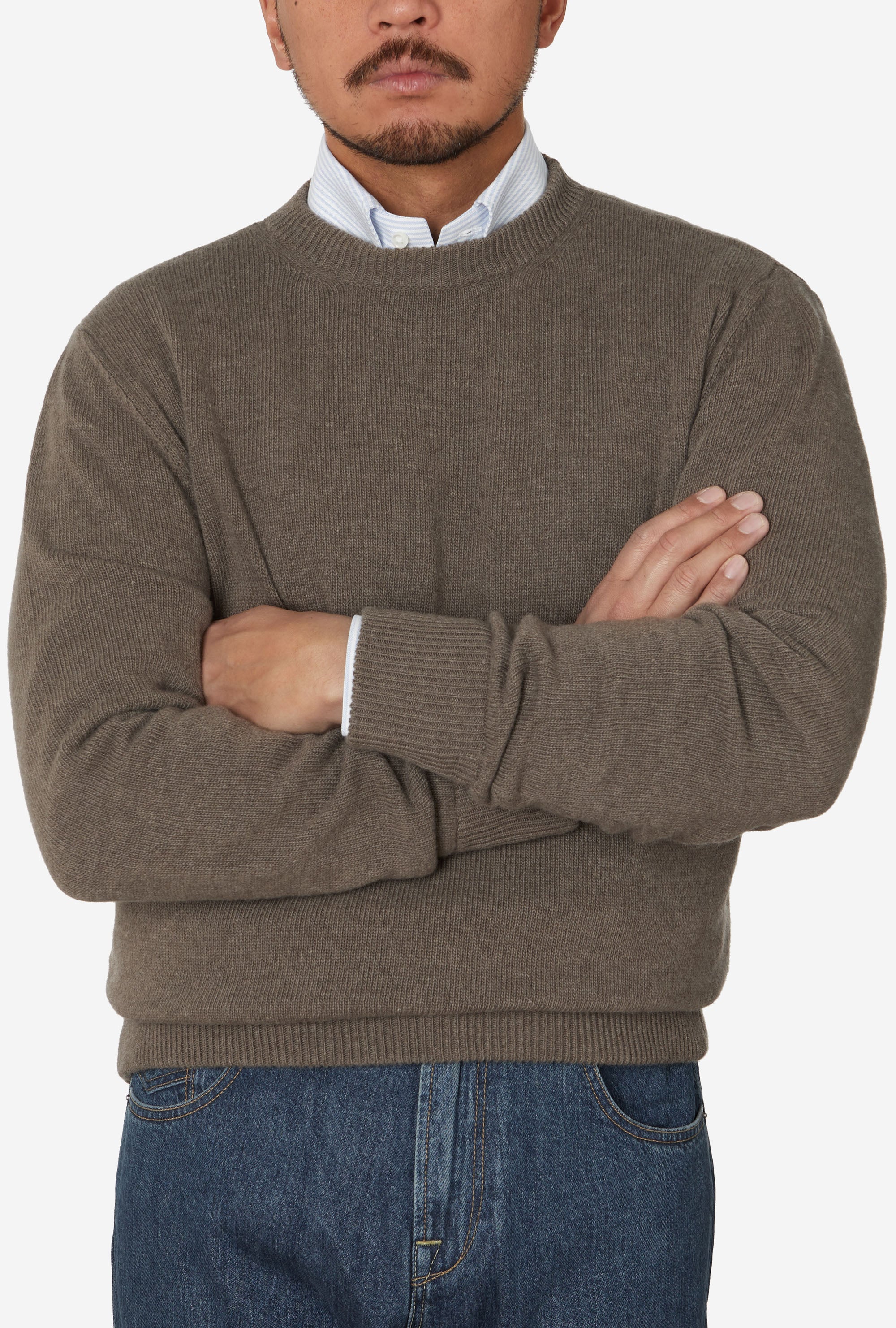 Crewneck Lambswool Shetland Blend Brown