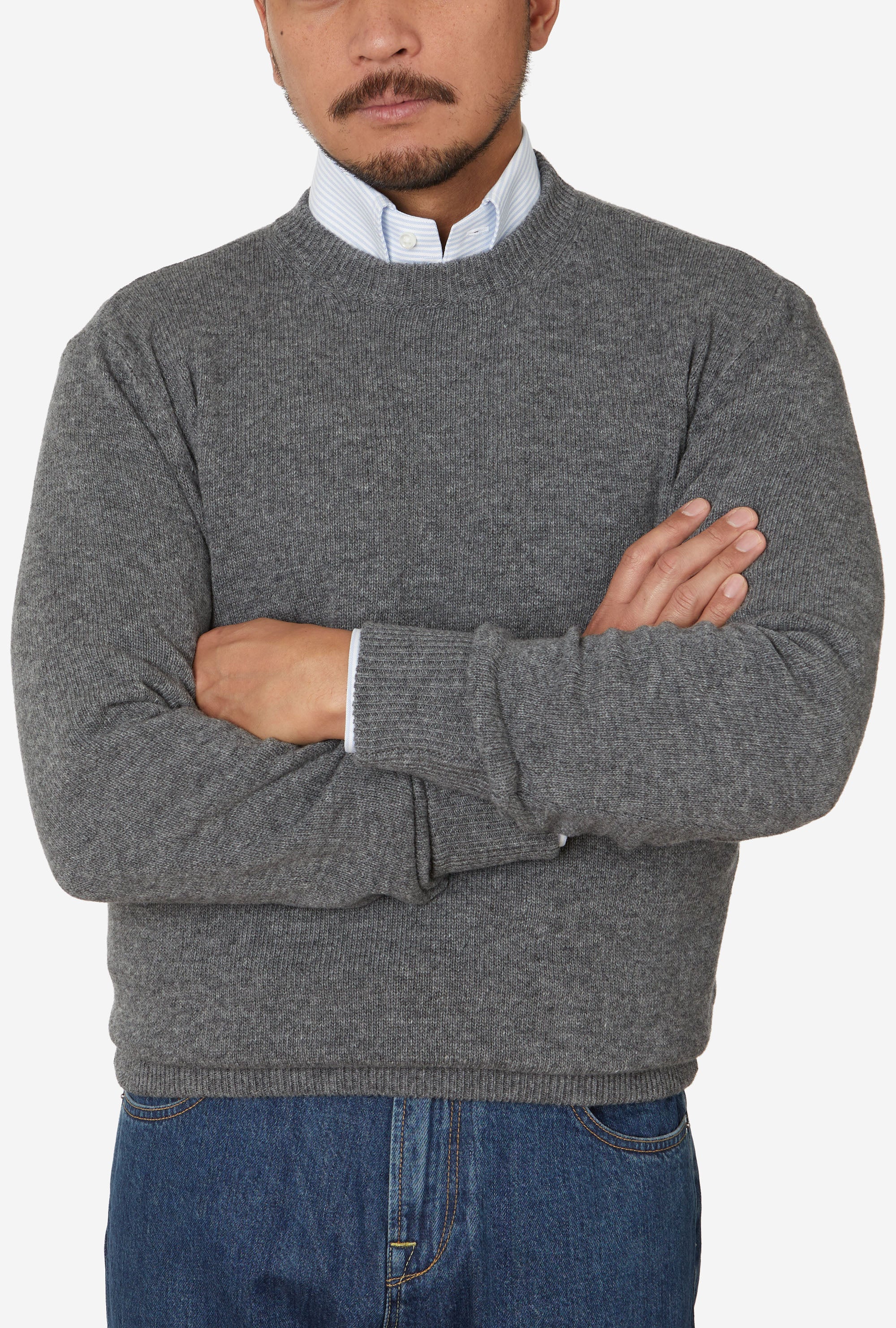 Crewneck Lambswool Shetland Blend Grey