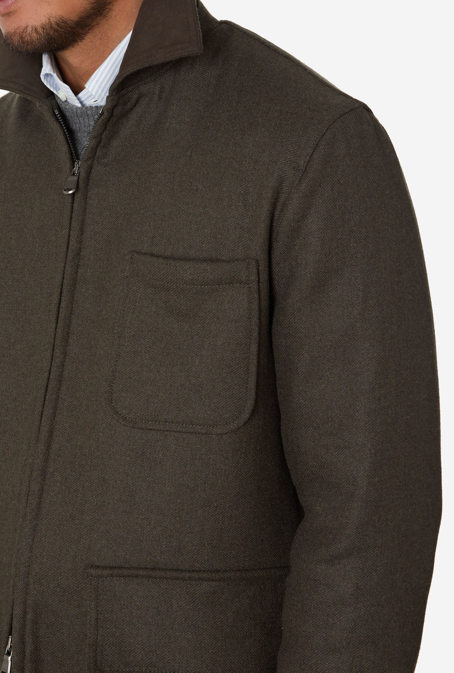 Shooting Jacket Technical Wool Dark Moss