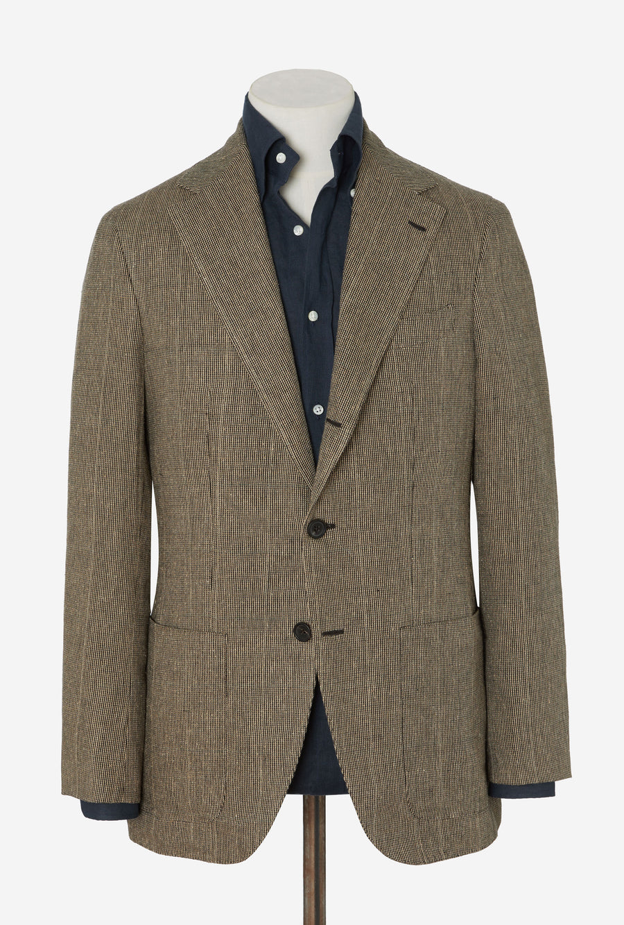 Sport Jacket Linen-Cotton-Silk Wheat Tickweave Forest Overcheck