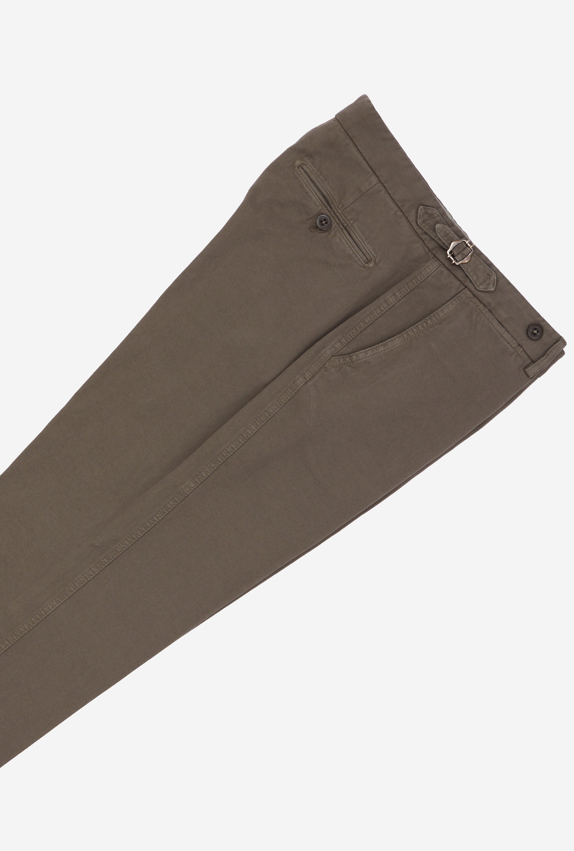 Garment Dyed Flat Front Cotton Trouser Taupe