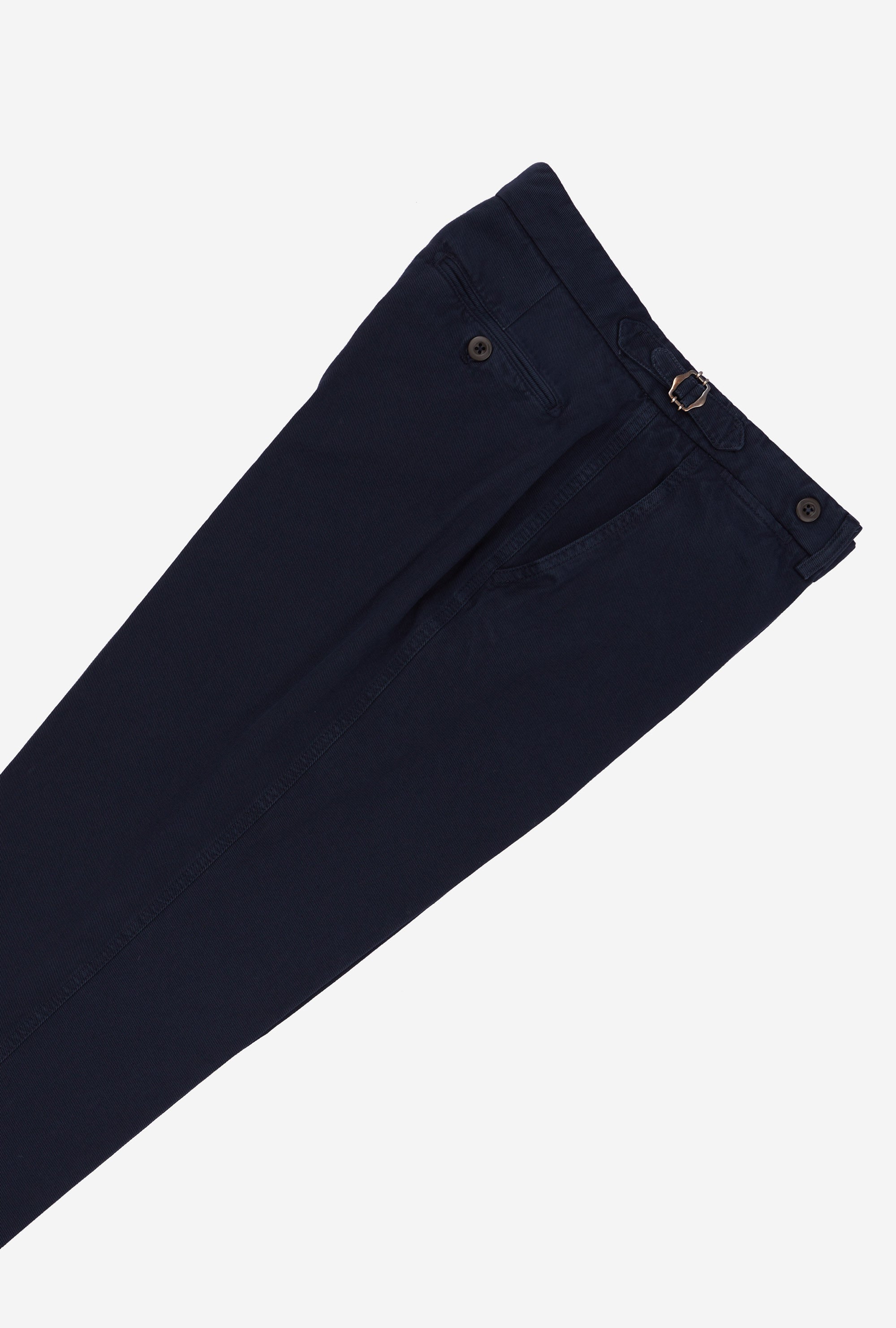 Garment Dyed Flat Front Cotton Trouser Navy