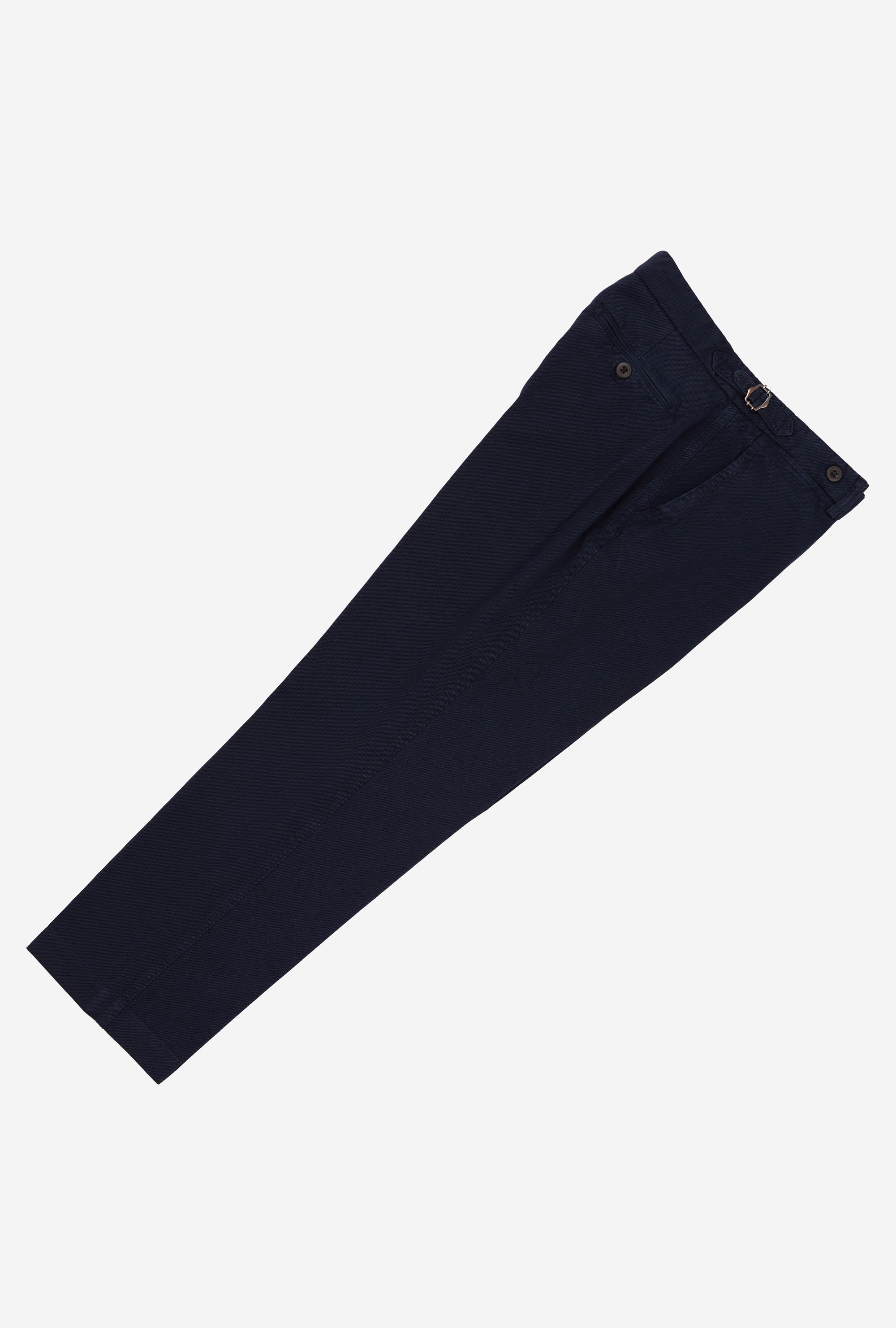 Garment Dyed Flat Front Cotton Trouser Navy