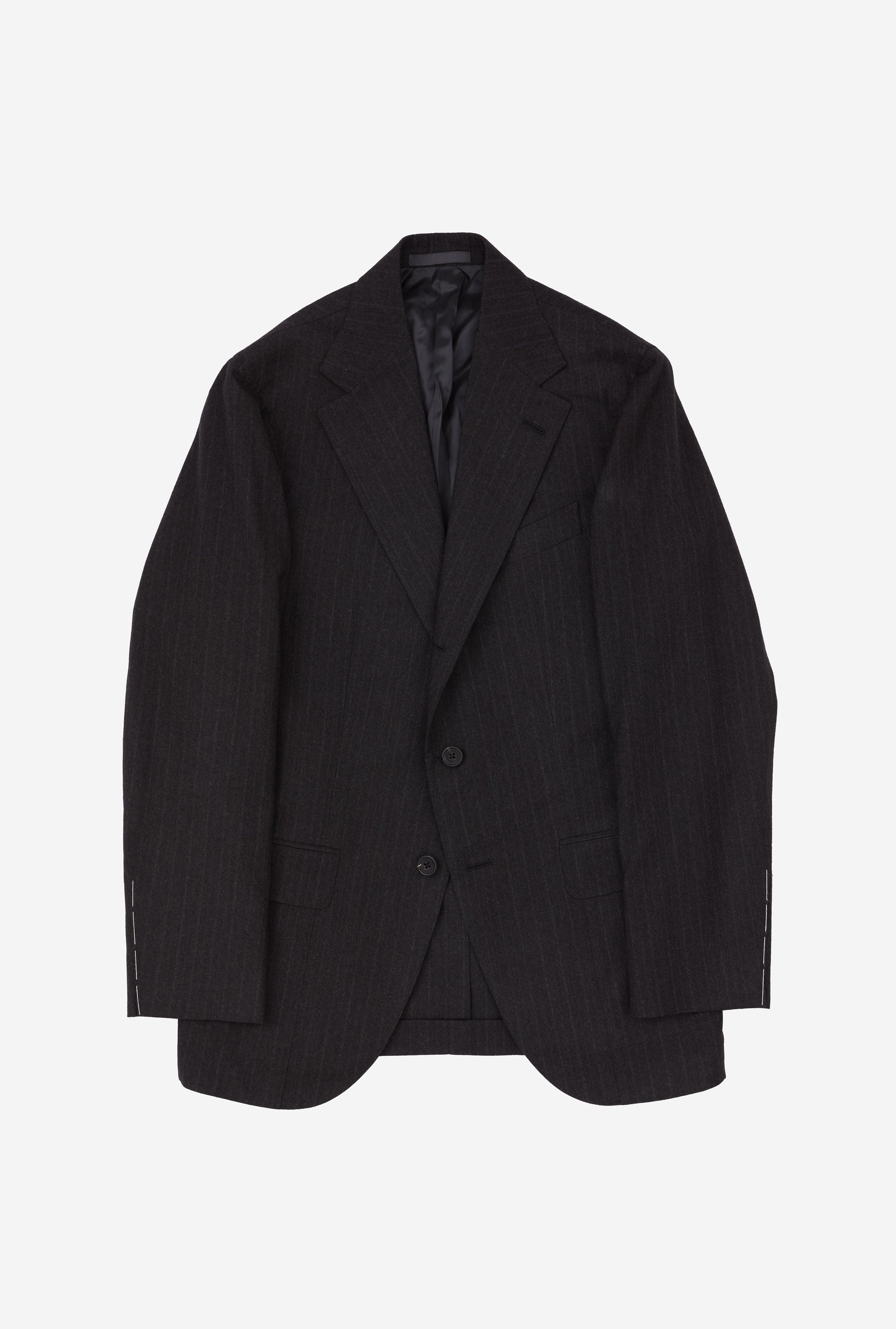 Suit Single Breasted Charcoal Double Stripe Wool