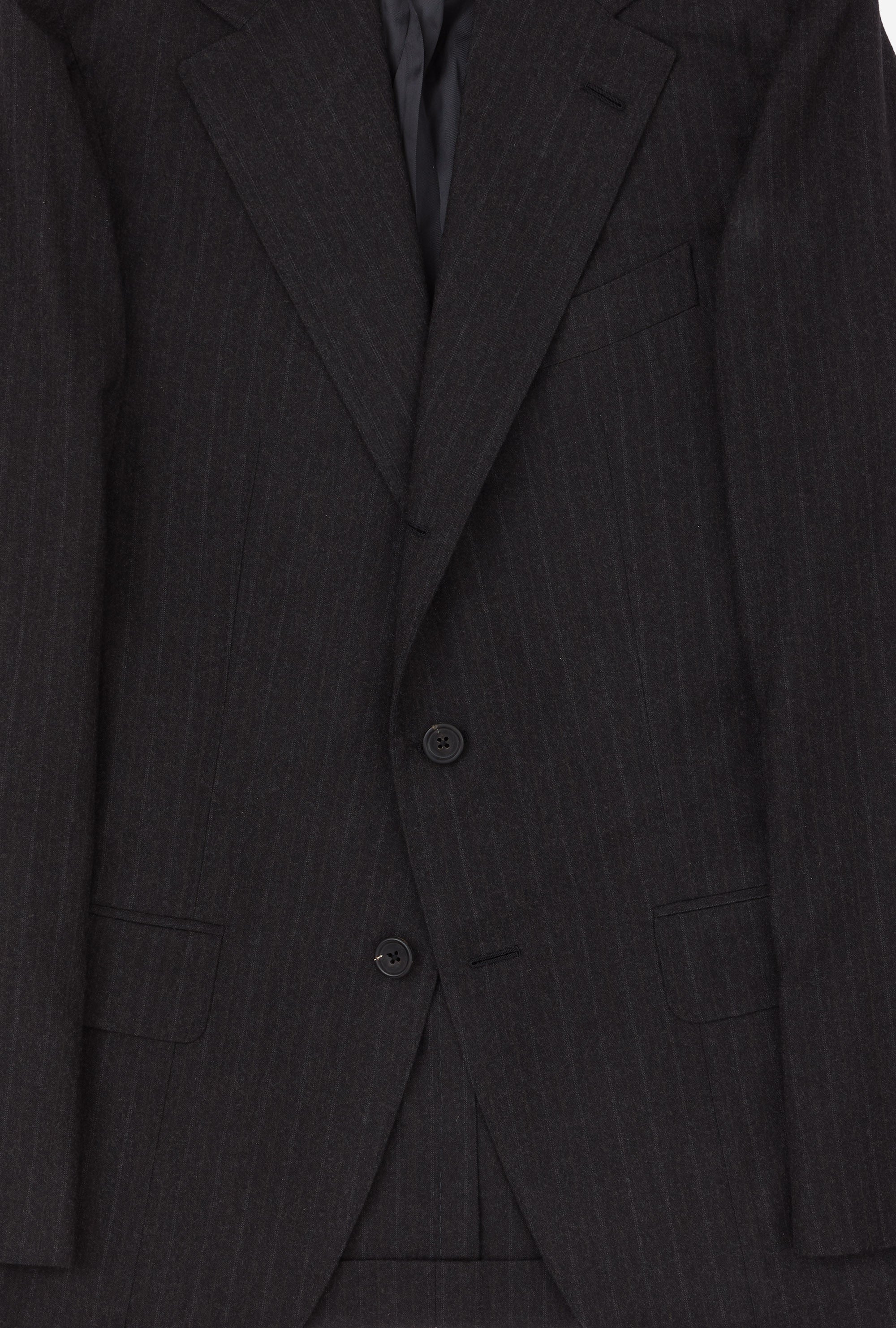 Suit Single Breasted Charcoal Double Stripe Wool