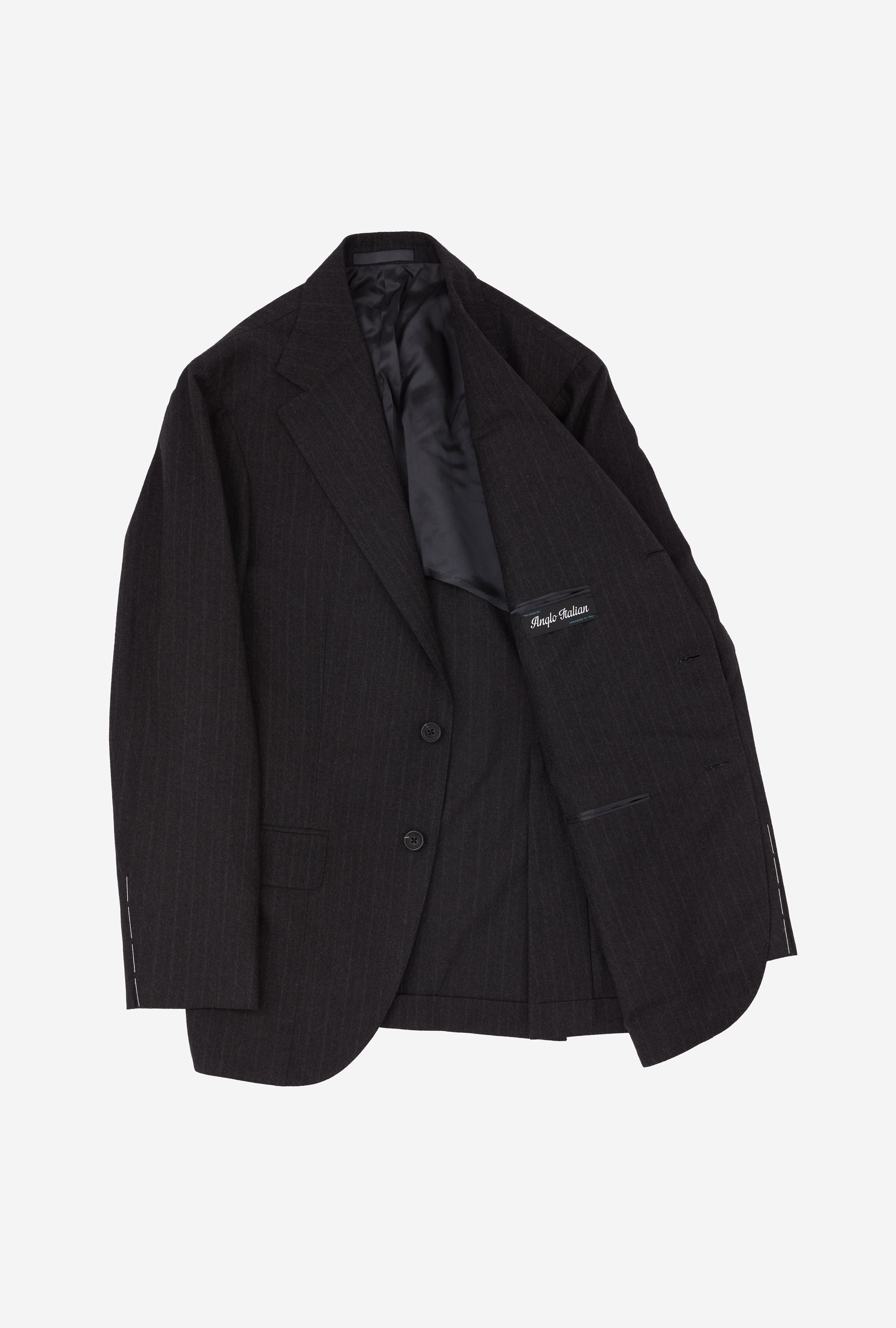 Suit Single Breasted Charcoal Double Stripe Wool