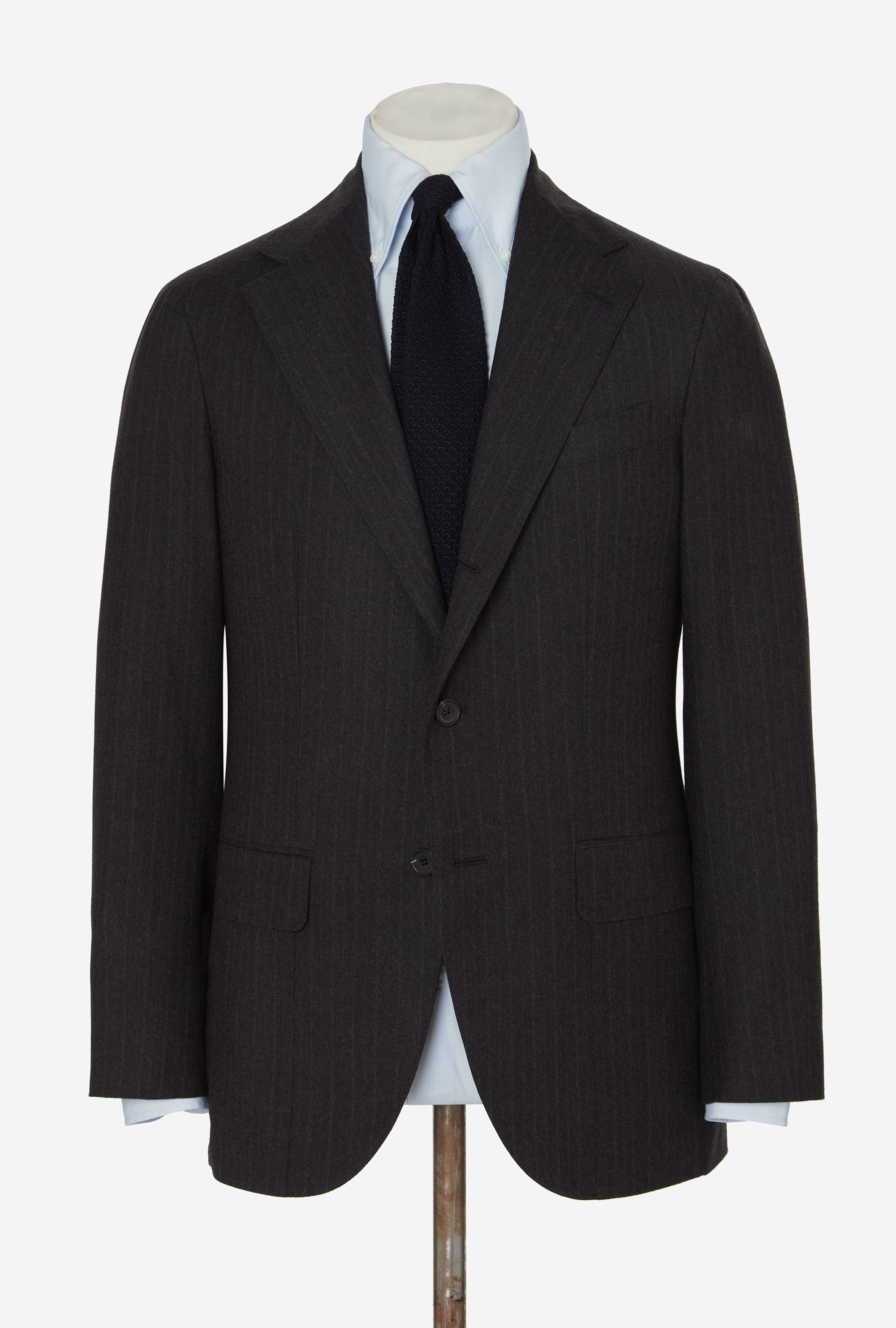 Suit Single Breasted Charcoal Double Stripe Wool