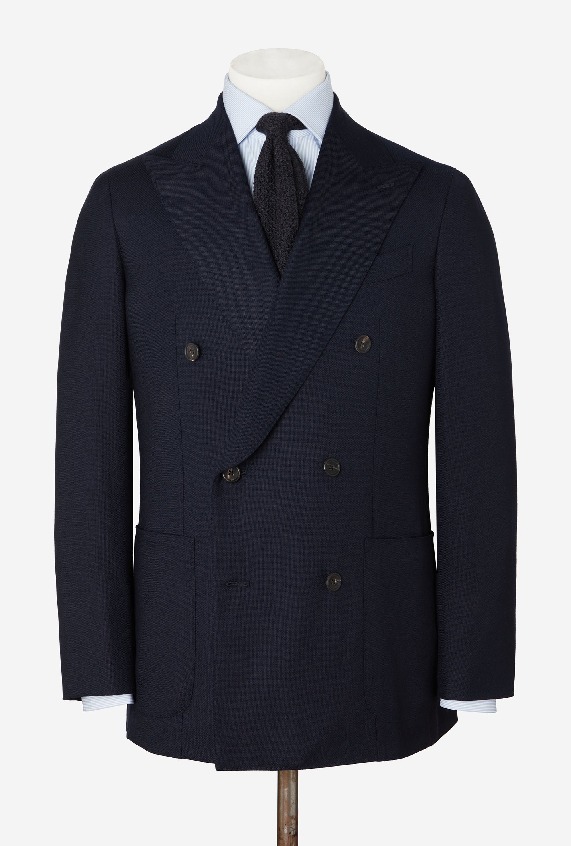 Sport Jacket Double Breasted Wool House Hopsack Navy