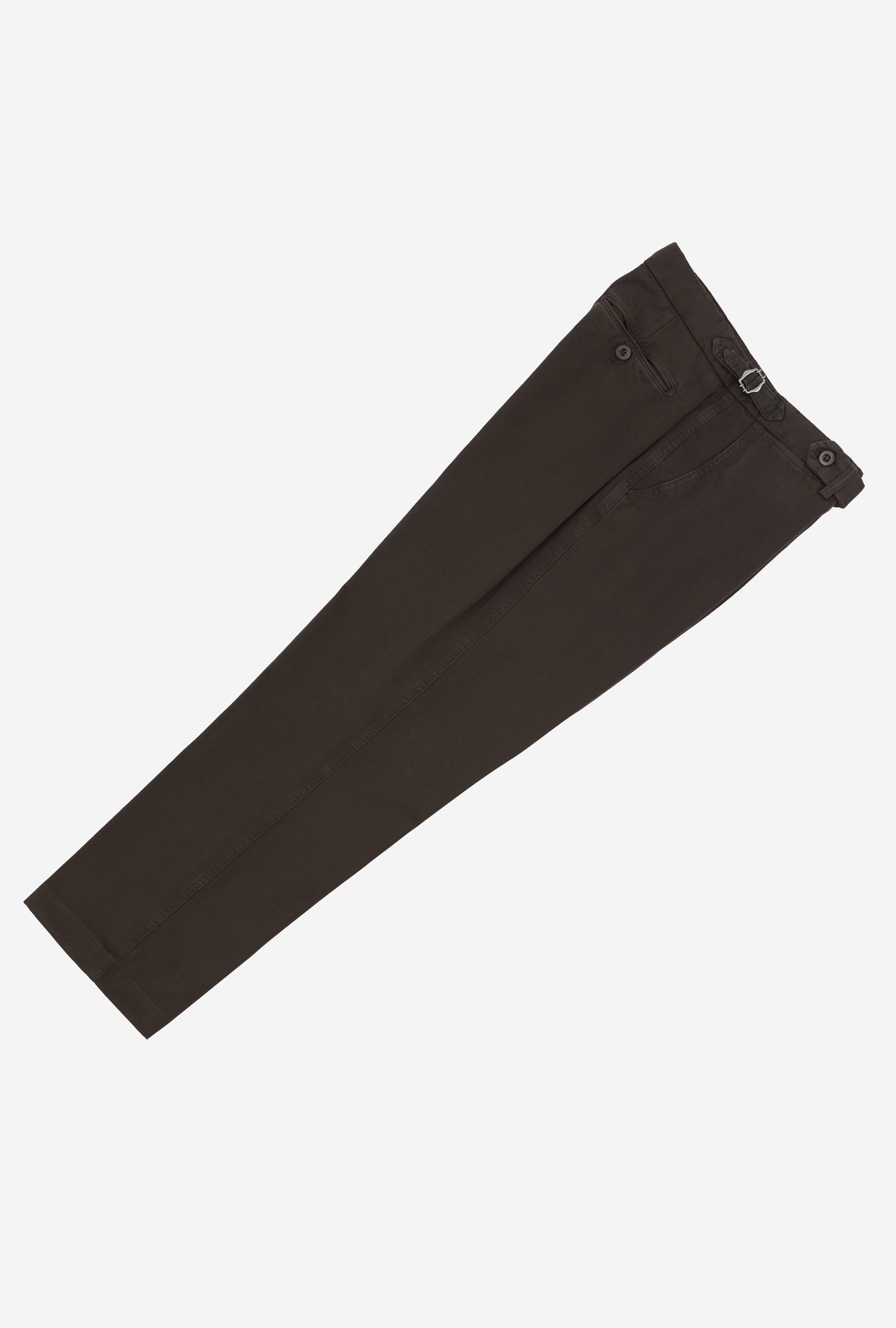 Garment Dyed Flat Front Cotton Trouser Brown