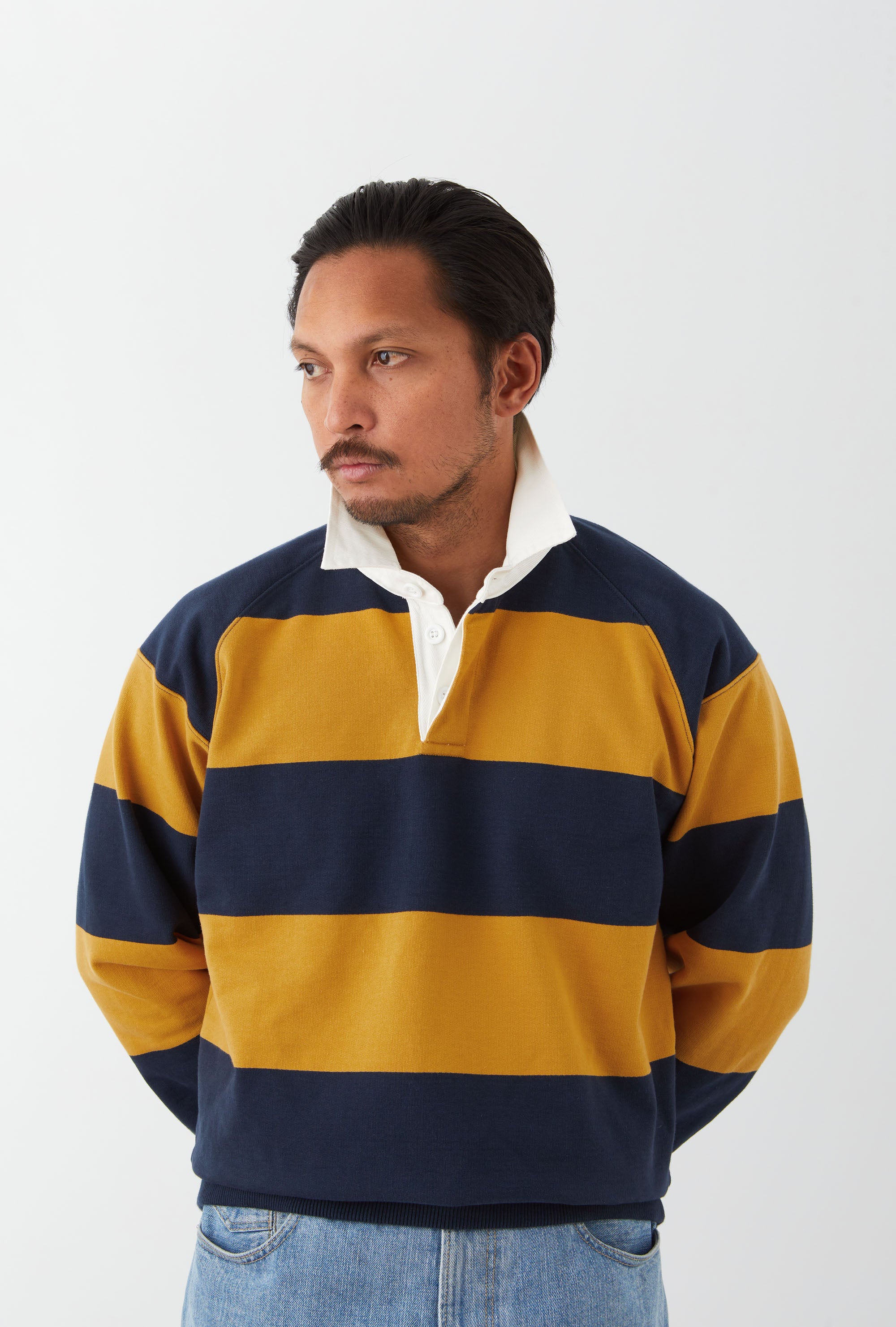 Rugby Shirt Navy Sunflower Stripe