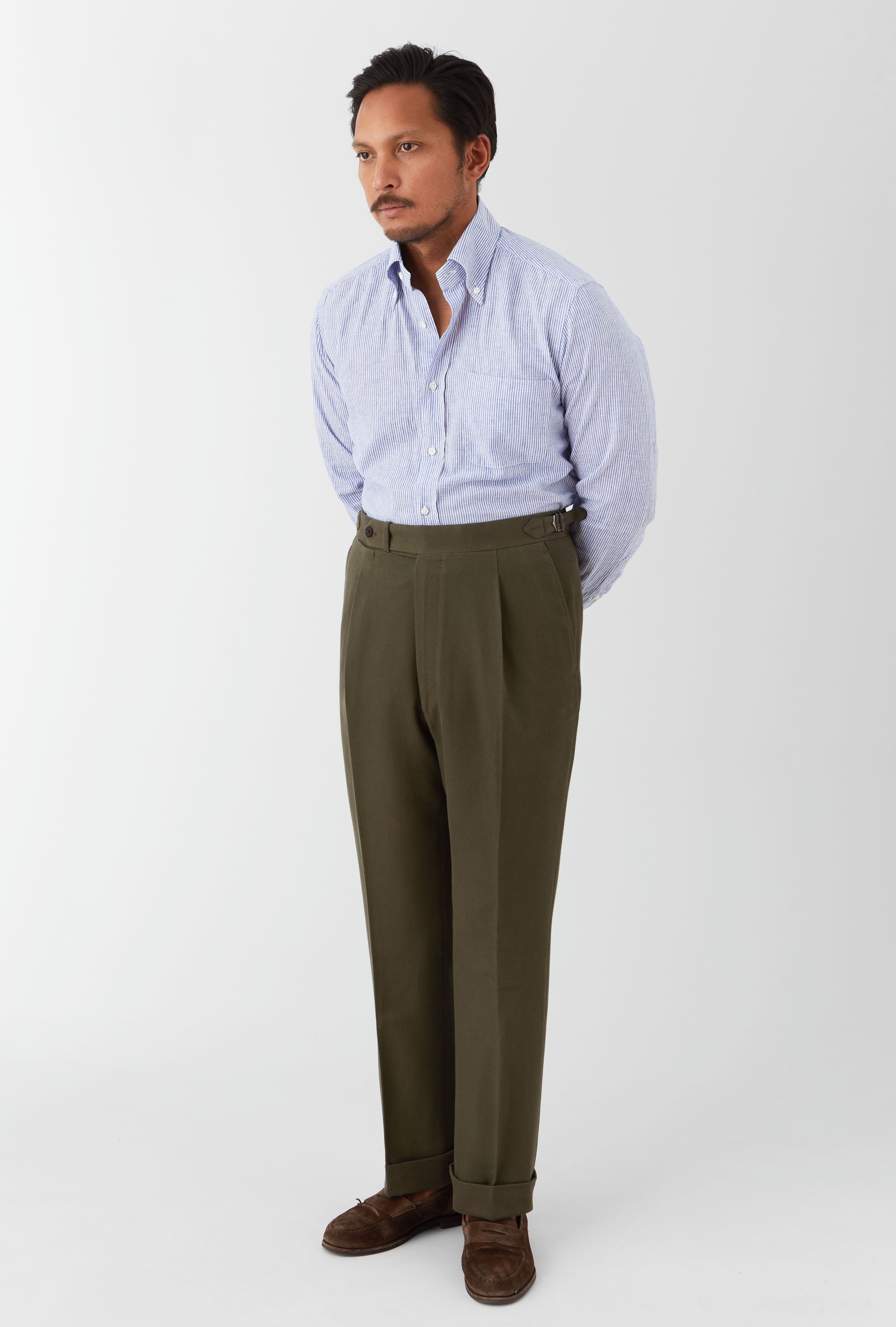Tailored Trouser Cotton-Cashmere Drill Dark Moss