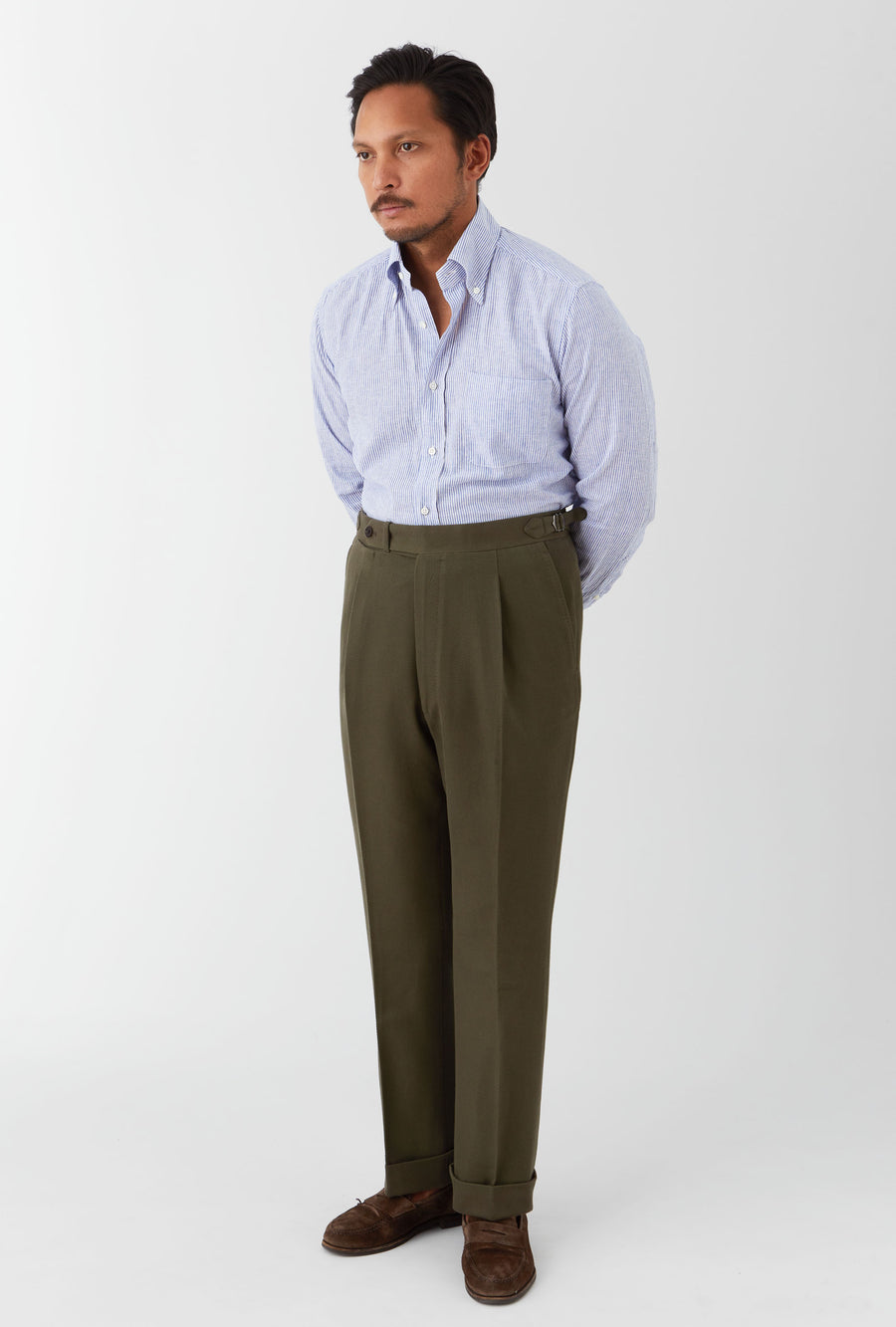 Tailored Trouser Cotton-Cashmere Drill Dark Moss