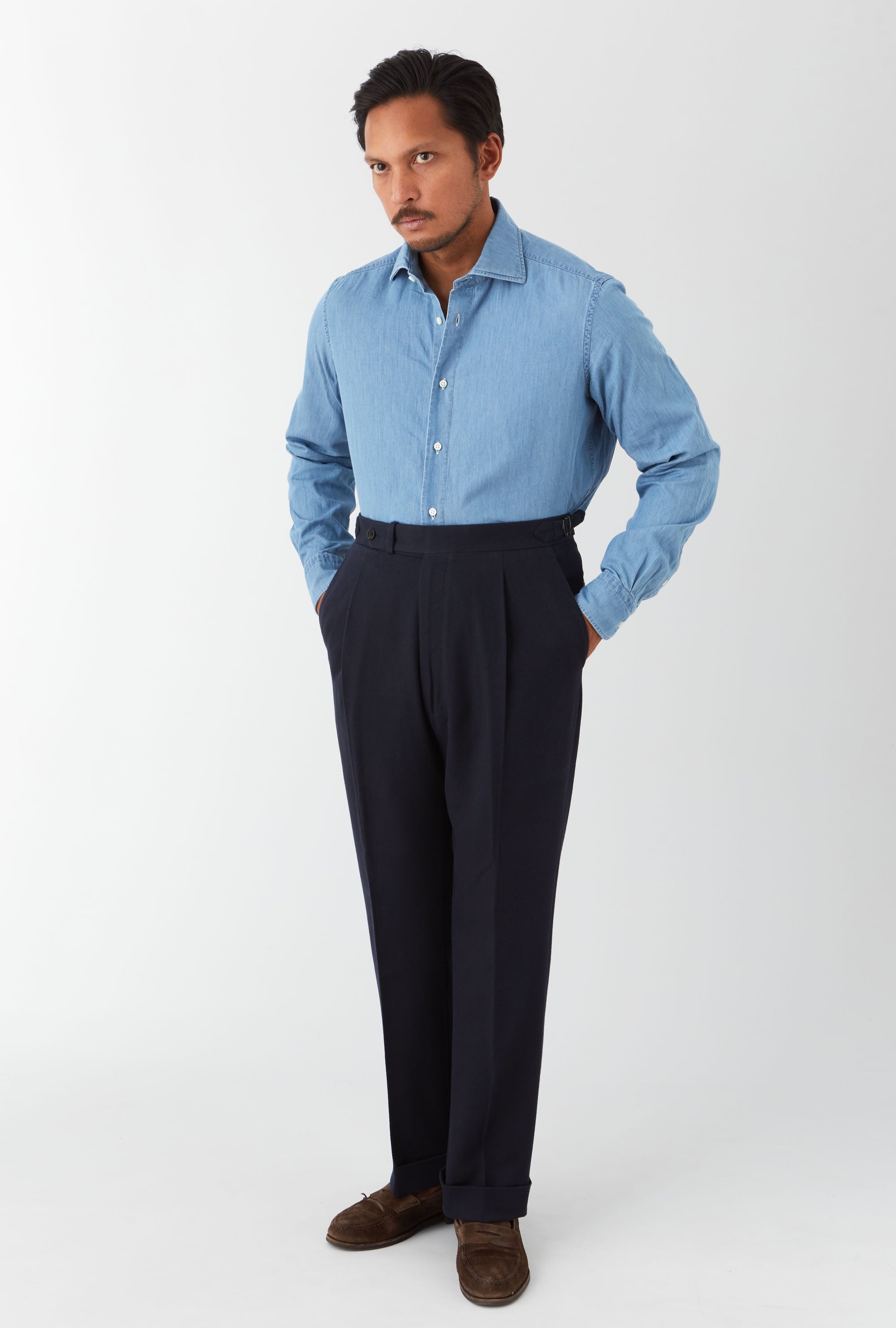 Tailored Trouser Cotton-Cashmere Drill Navy